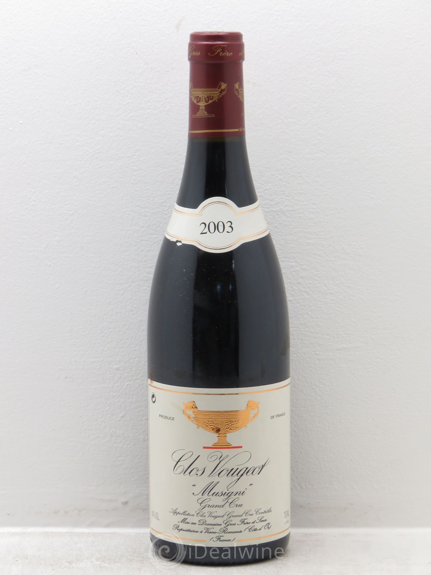 Clos de Vougeot Grand Cru Musigni Gros Frère & Soeur 2003 - Lot de 1 bouteille - 0