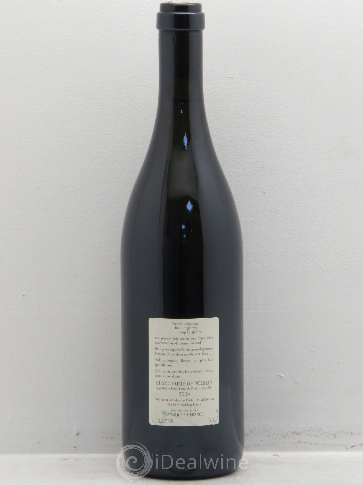 Vin de France (anciennement Pouilly-Fumé) Buisson Renard Dagueneau (Domaine Didier - Louis-Benjamin) 2004 - Lot de 1 bouteille - 1