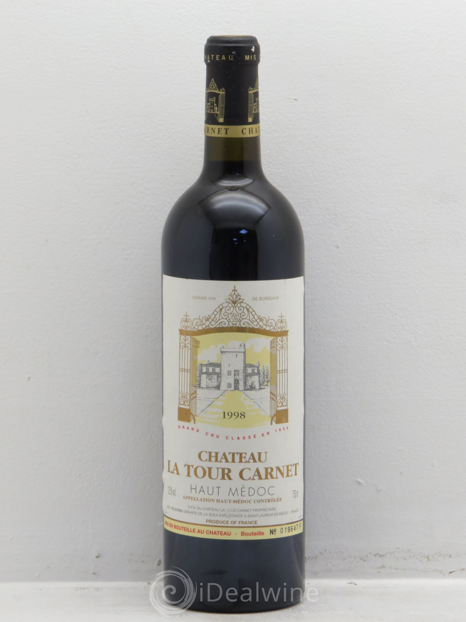 Château la Tour Carnet 4ème Grand Cru Classé 1998 - Lot de 1 bouteille - 0