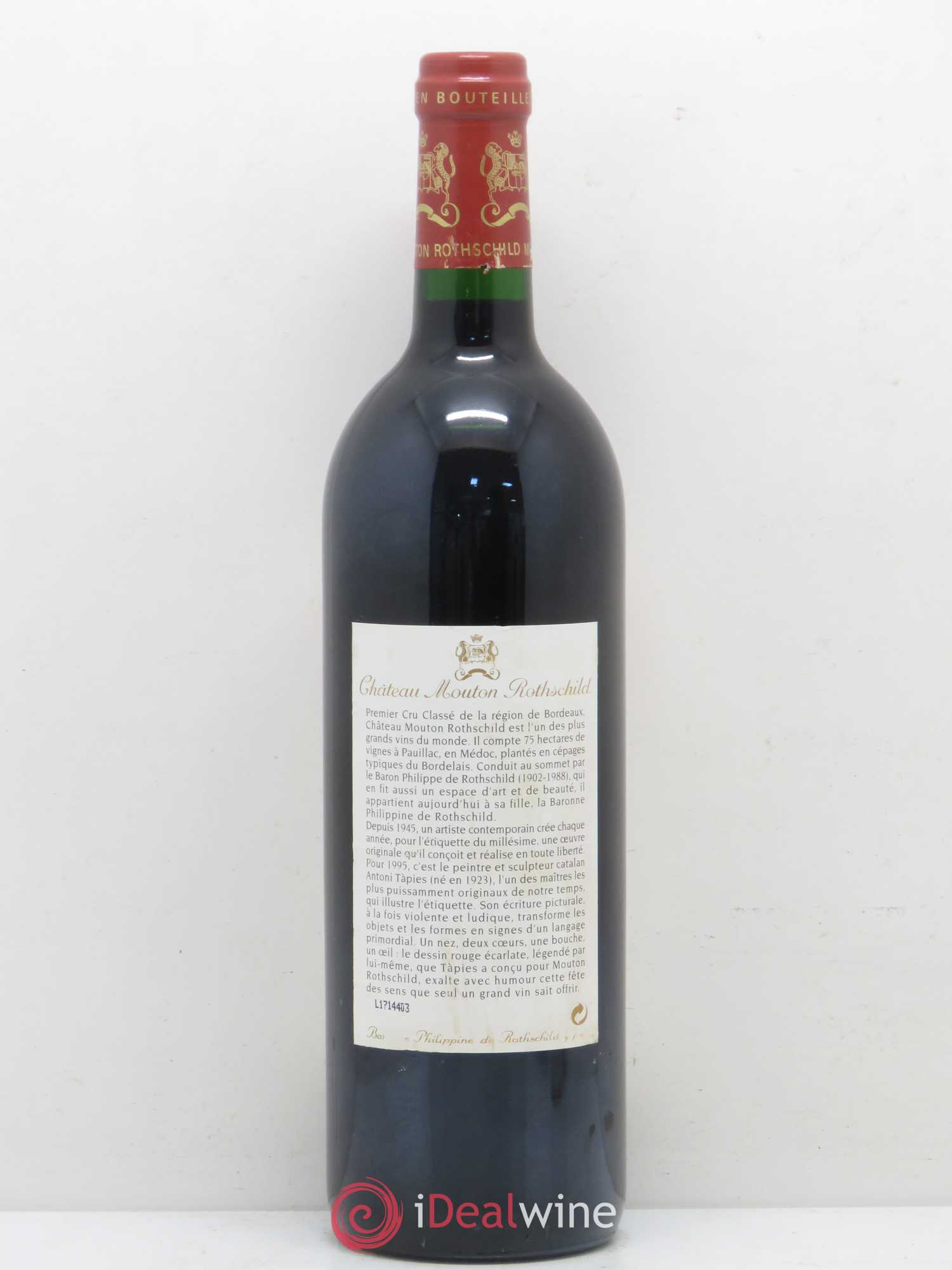 Château Mouton Rothschild 1er Grand Cru Classé  (sans prix de réserve) 1995 - Lot de 1 bouteille - 1