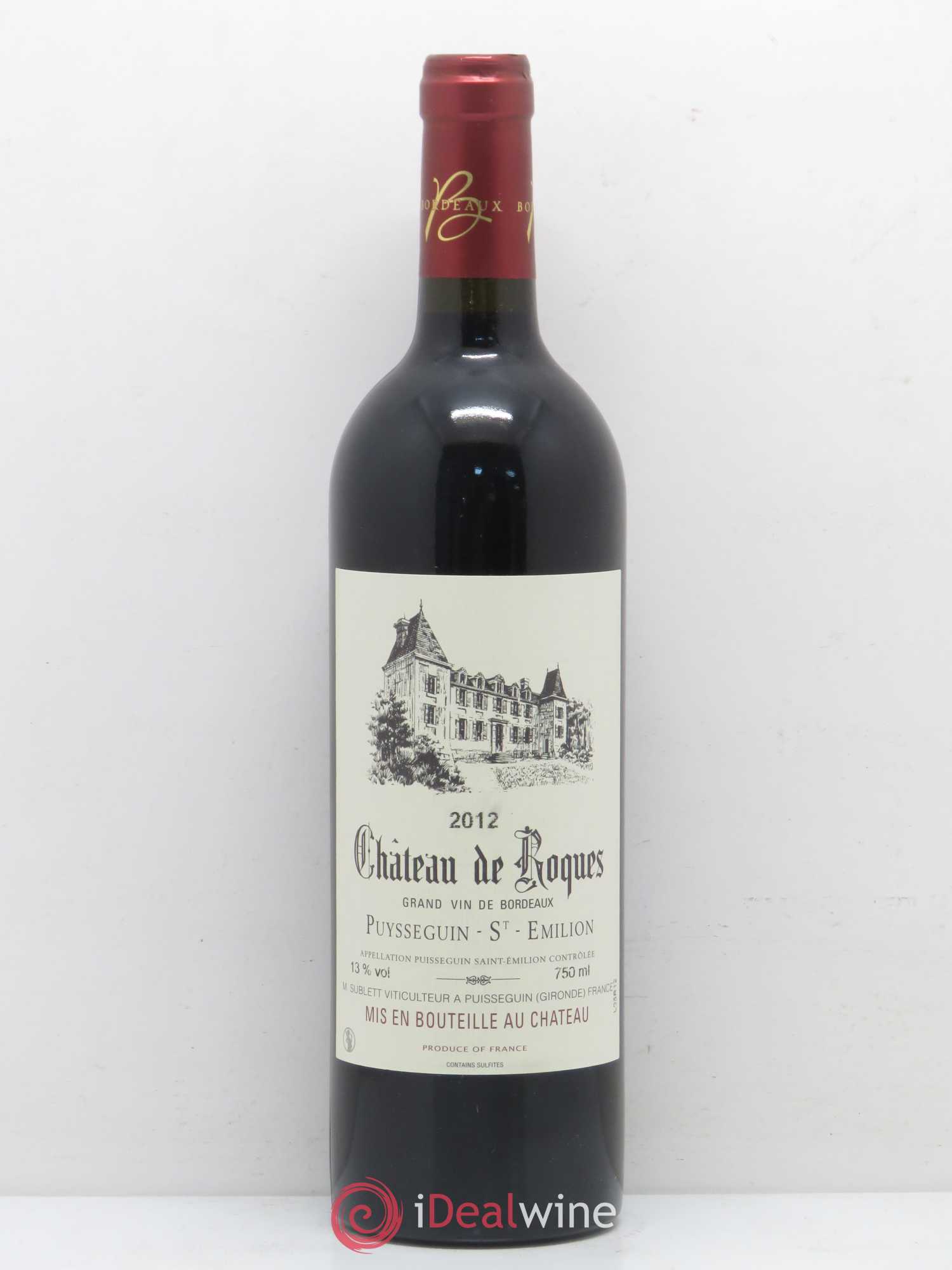 Bordeaux Château de Roques Puisseguin Saint Emilion (sans prix de réserve) 2012 - Lot de 1 bouteille - 0