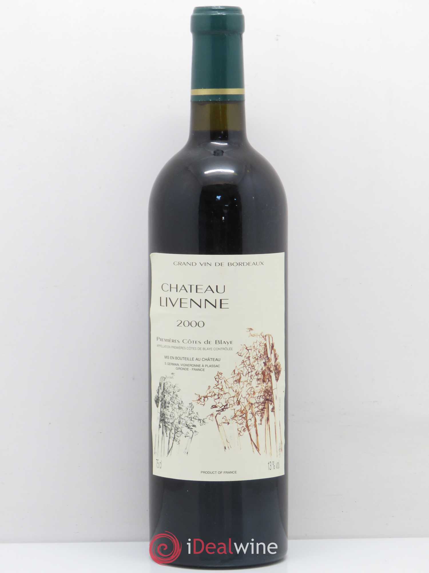 Premières-Côtes-de-Blaye (Blaye-Côtes-de-Bordeaux) Château Livenne 2000 - Lot de 1 bouteille - 0