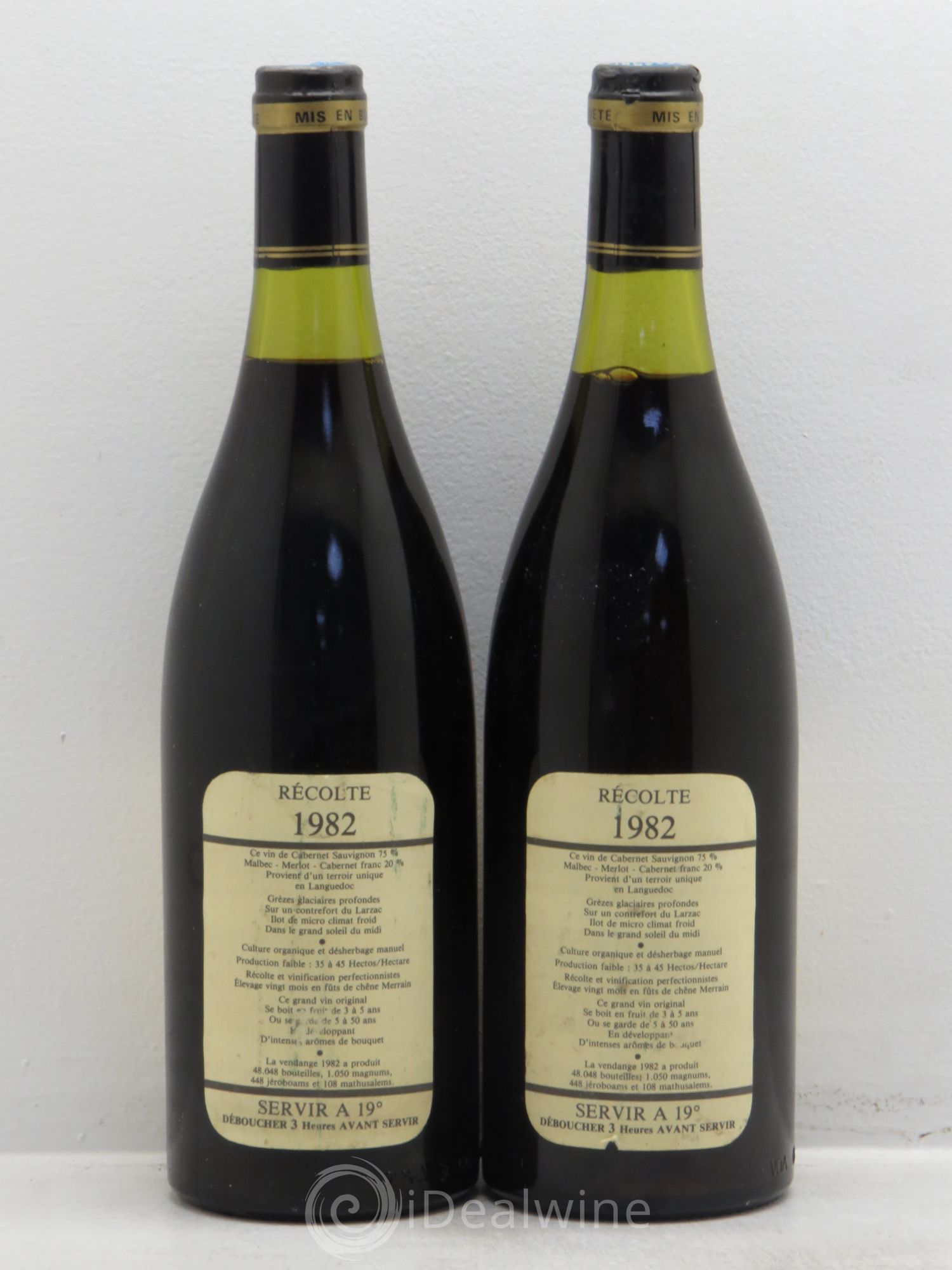 Saint-Guilhem-le-Désert - Cité d'Aniane Mas Daumas Gassac Famille Guibert de La Vaissière 1982 - Lot de 2 bouteilles - 1