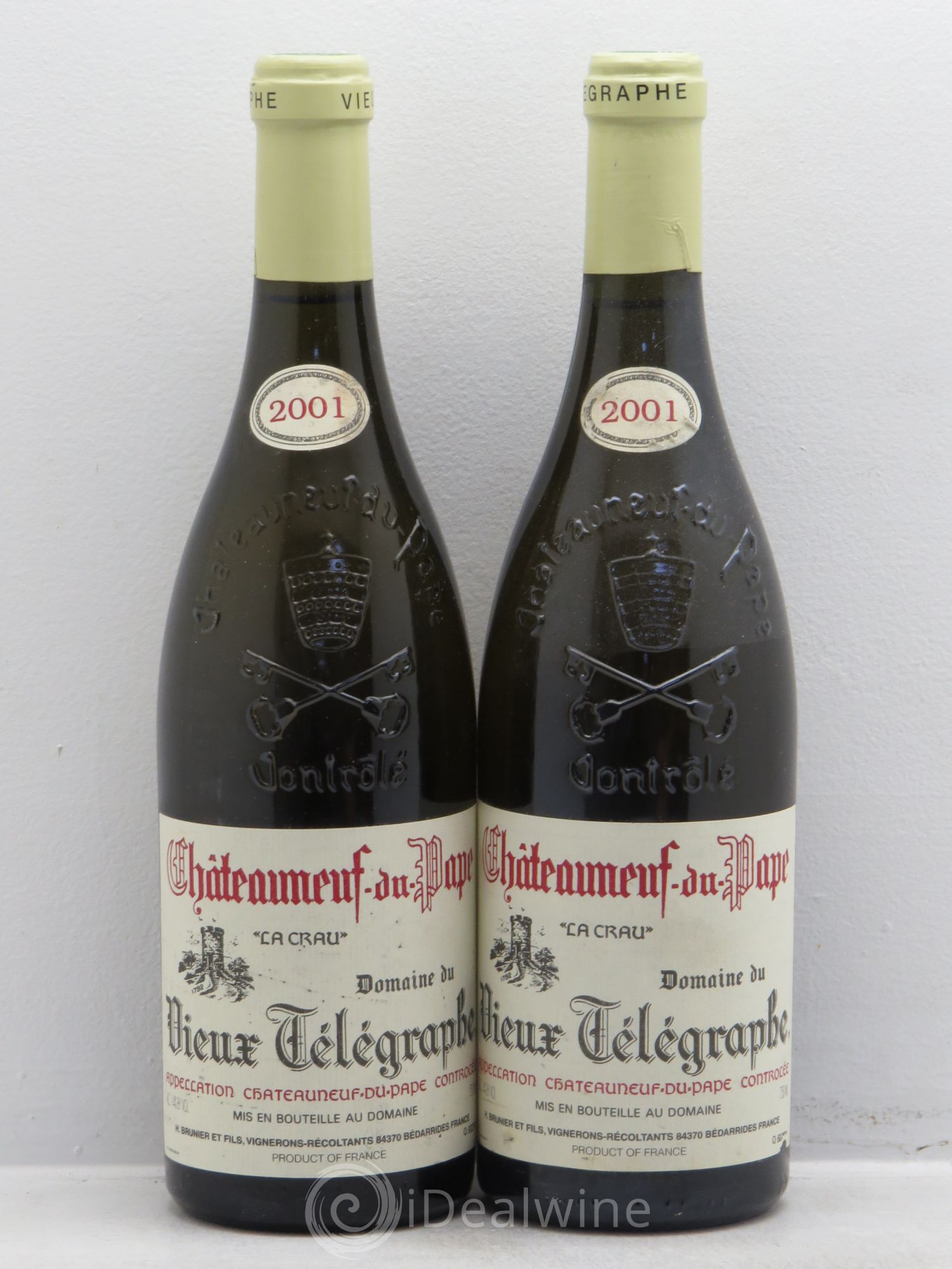 Châteauneuf-du-Pape Vieux Télégraphe (Domaine du) Vignobles Brunier La Crau 2001 - Lot de 2 bouteilles - 0