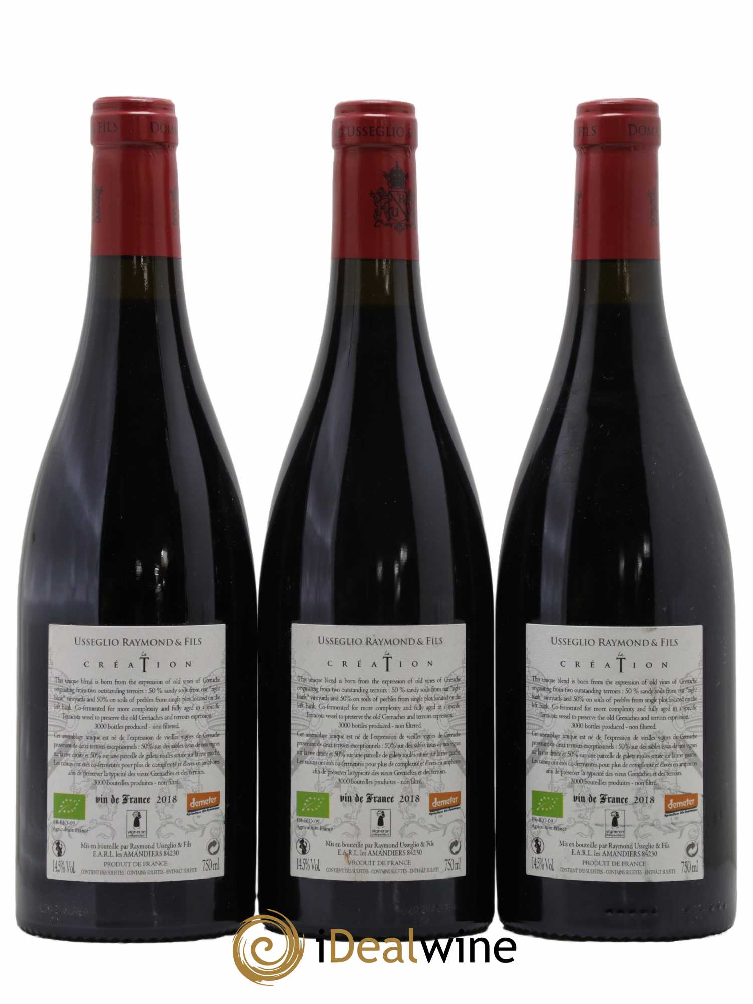 Vin de France La Création Raymond Usseglio 2018 - Lot de 3 bouteilles - 1