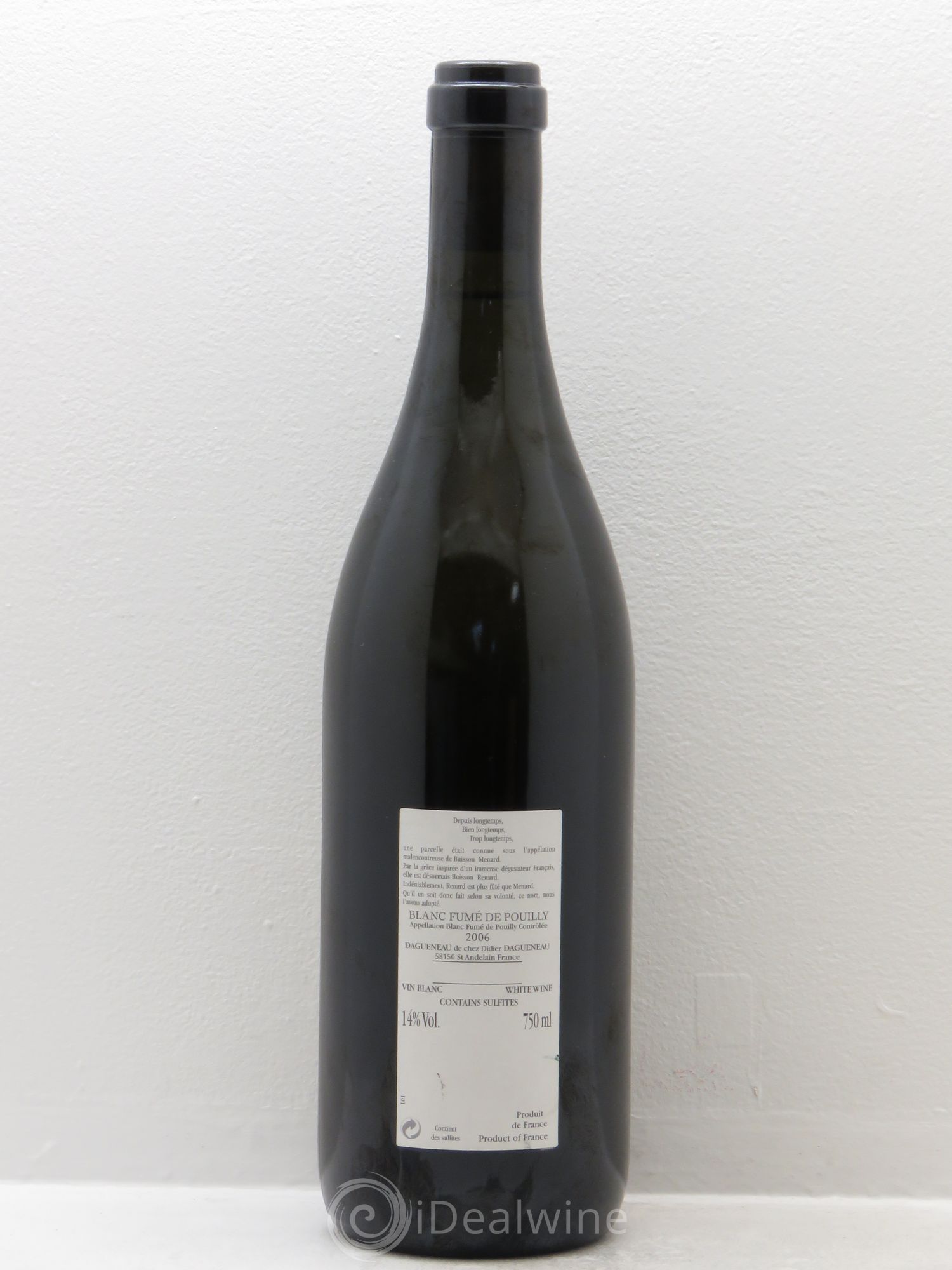 Vin de France (anciennement Pouilly-Fumé) Buisson Renard Dagueneau (Domaine Didier - Louis-Benjamin) 2006 - Lot de 1 bouteille - 1
