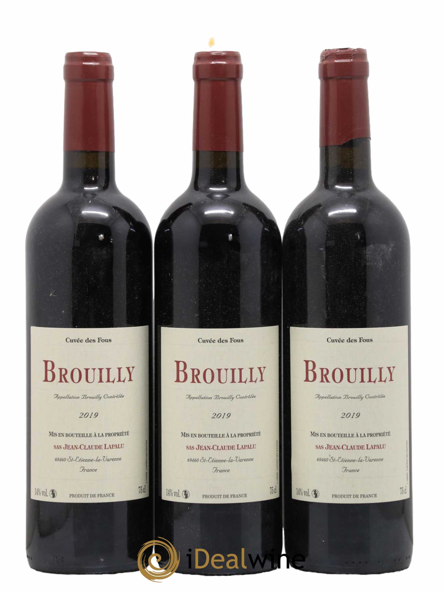 Brouilly Cuvée des Fous Jean-Claude Lapalu 2019 - Lot de 3 bouteilles - 0