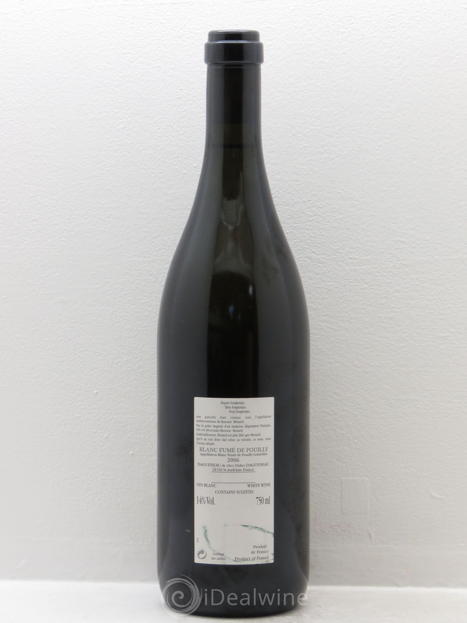 Vin de France (anciennement Pouilly-Fumé) Buisson Renard Dagueneau (Domaine Didier - Louis-Benjamin) 2006 - Lot de 1 bouteille - 1