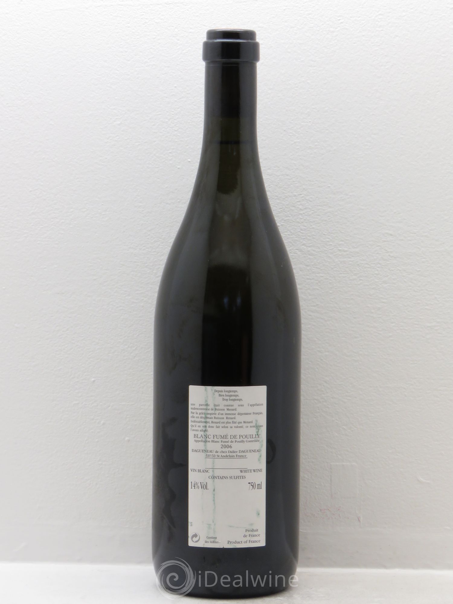 Vin de France (anciennement Pouilly-Fumé) Buisson Renard Dagueneau (Domaine Didier - Louis-Benjamin) 2006 - Lot de 1 bouteille - 1