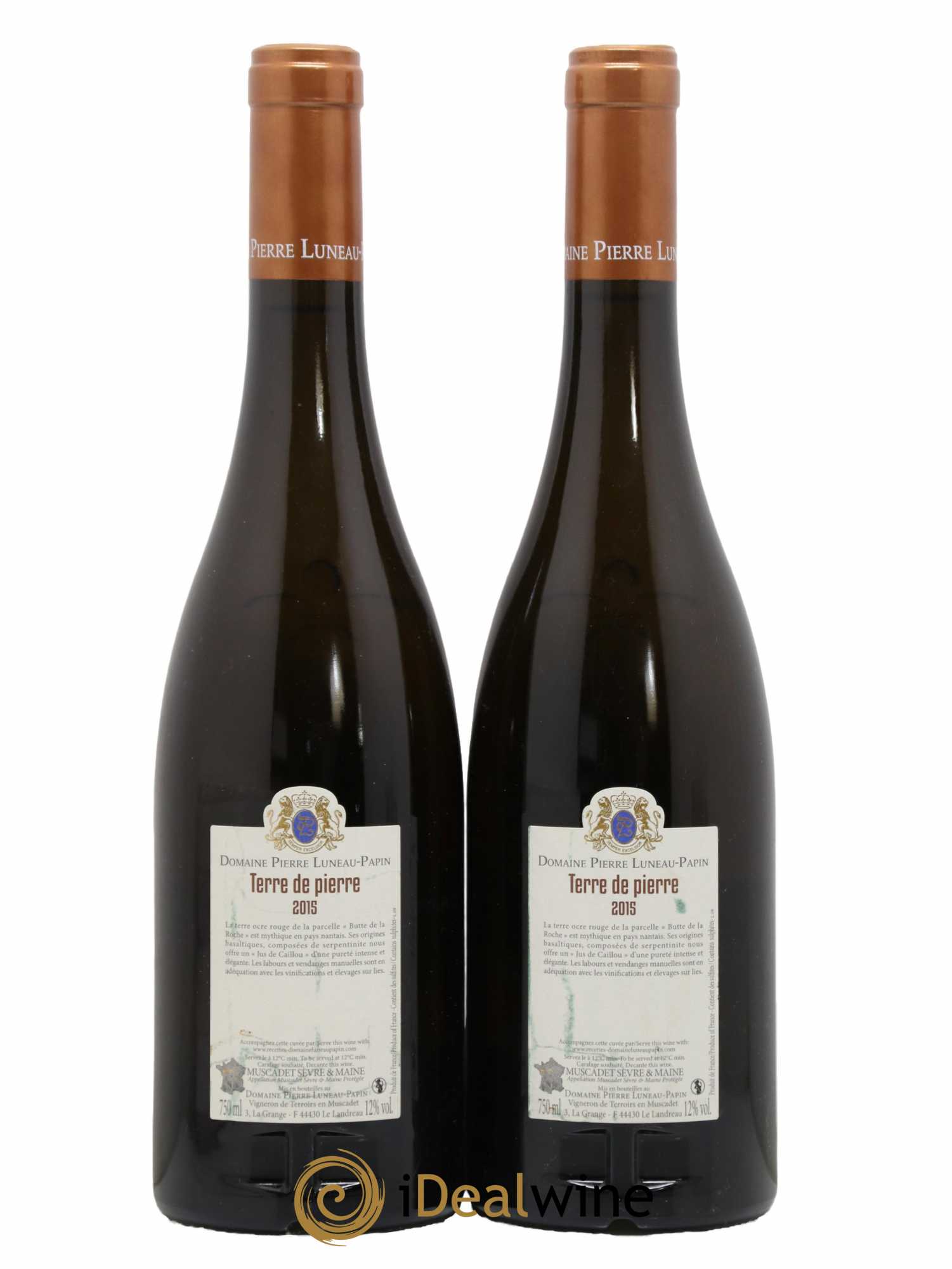 Muscadet-Sèvre-et-Maine sur lie Terre de Pierre Luneau-Papin 2015 - Lot de 2 bouteilles - 1