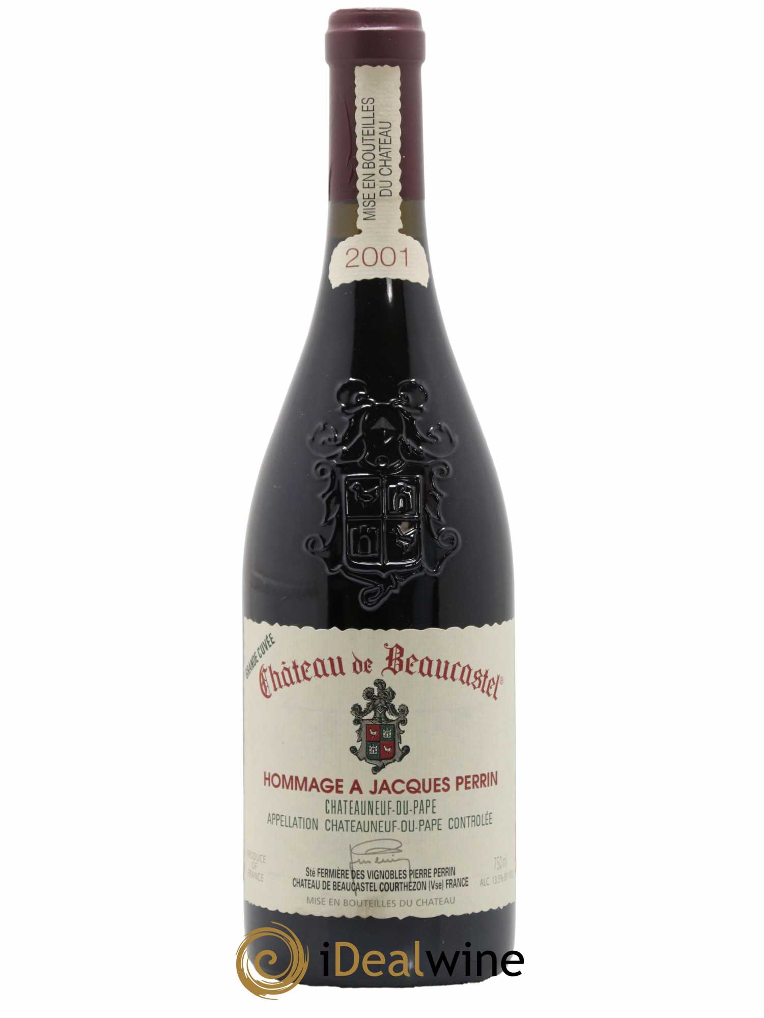 Châteauneuf-du-Pape Château de Beaucastel Hommage à Jacques Perrin Famille Perrin 2001 - Lot de 1 bouteille - 0