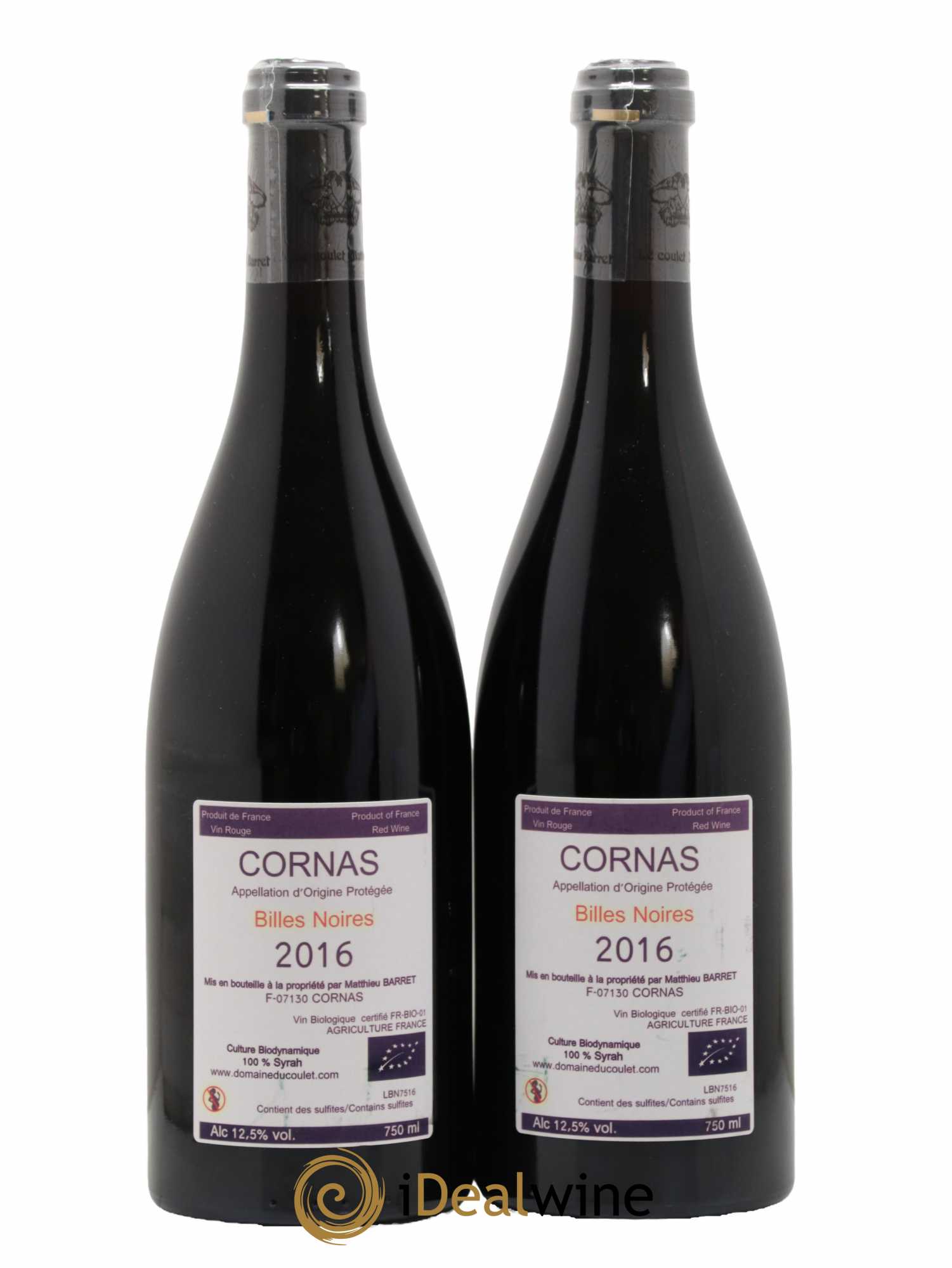 Cornas Billes Noires Coulet (Domaine du) - Matthieu Barret 2016 - Lot de 2 bouteilles - 1