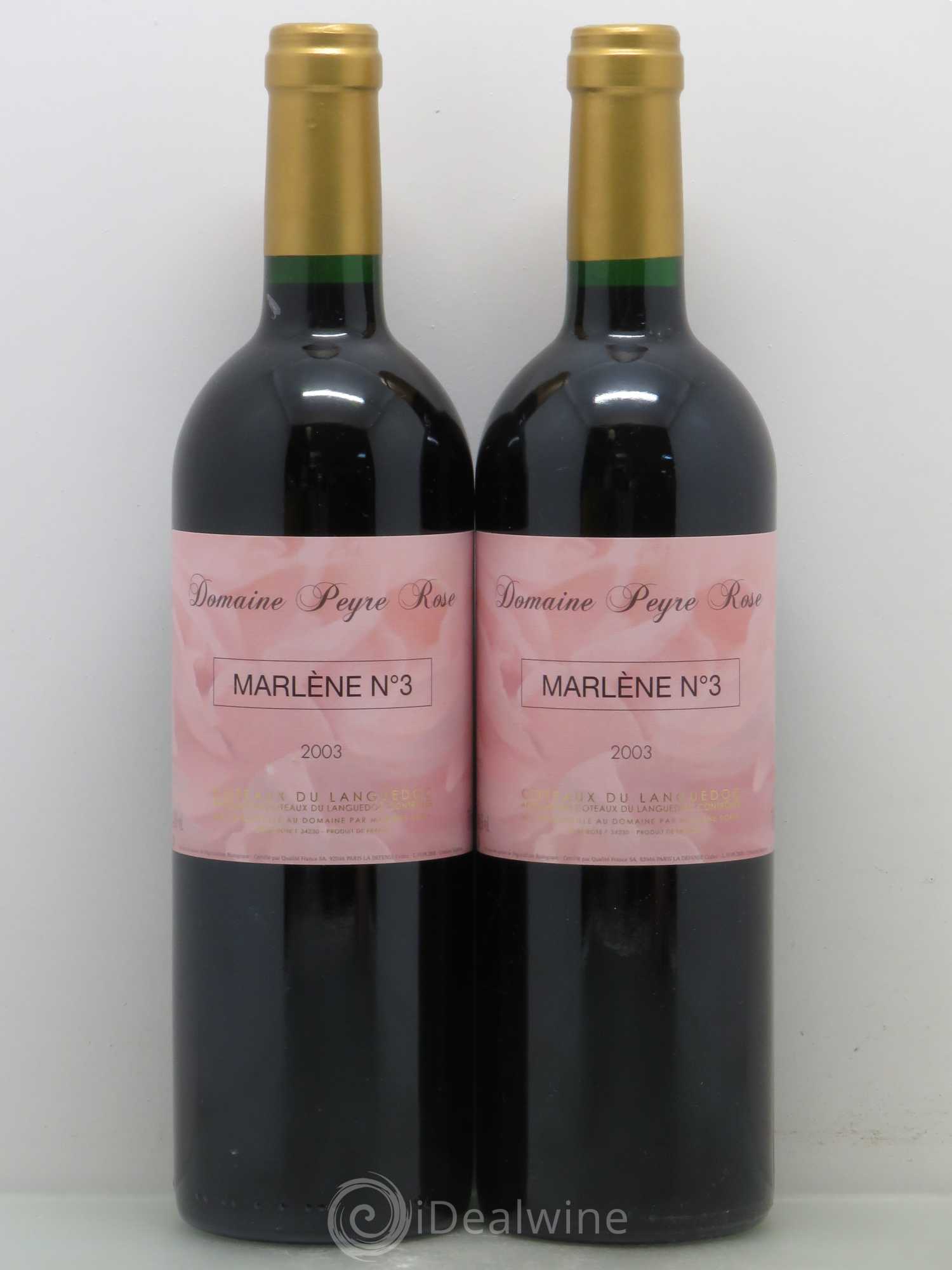 Vin de France (anciennement Coteaux du Languedoc) Peyre Rose Marlène n°3 Marlène Soria 2003 - Lot de 2 bouteilles - 0