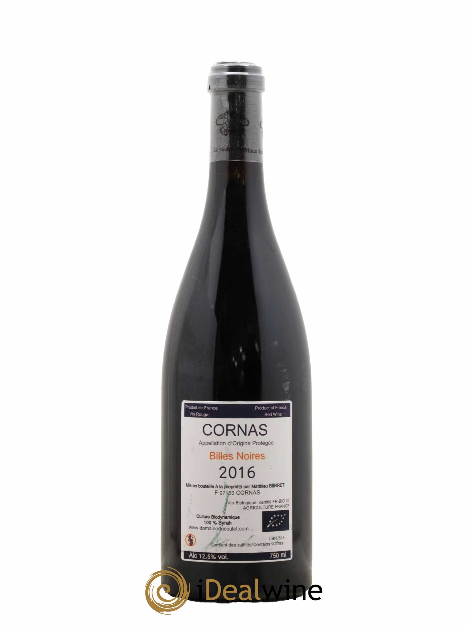 Cornas Billes Noires Coulet (Domaine du) - Matthieu Barret 2016 - Lot de 1 bouteille - 1