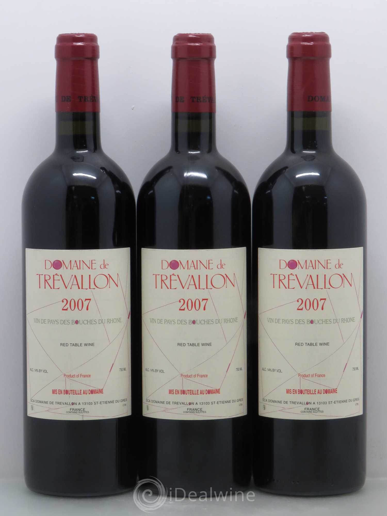 Coteaux d'Aix-en-Provence Trévallon (Domaine de) Eloi Dürrbach 2007 - Lot de 3 bouteilles - 0