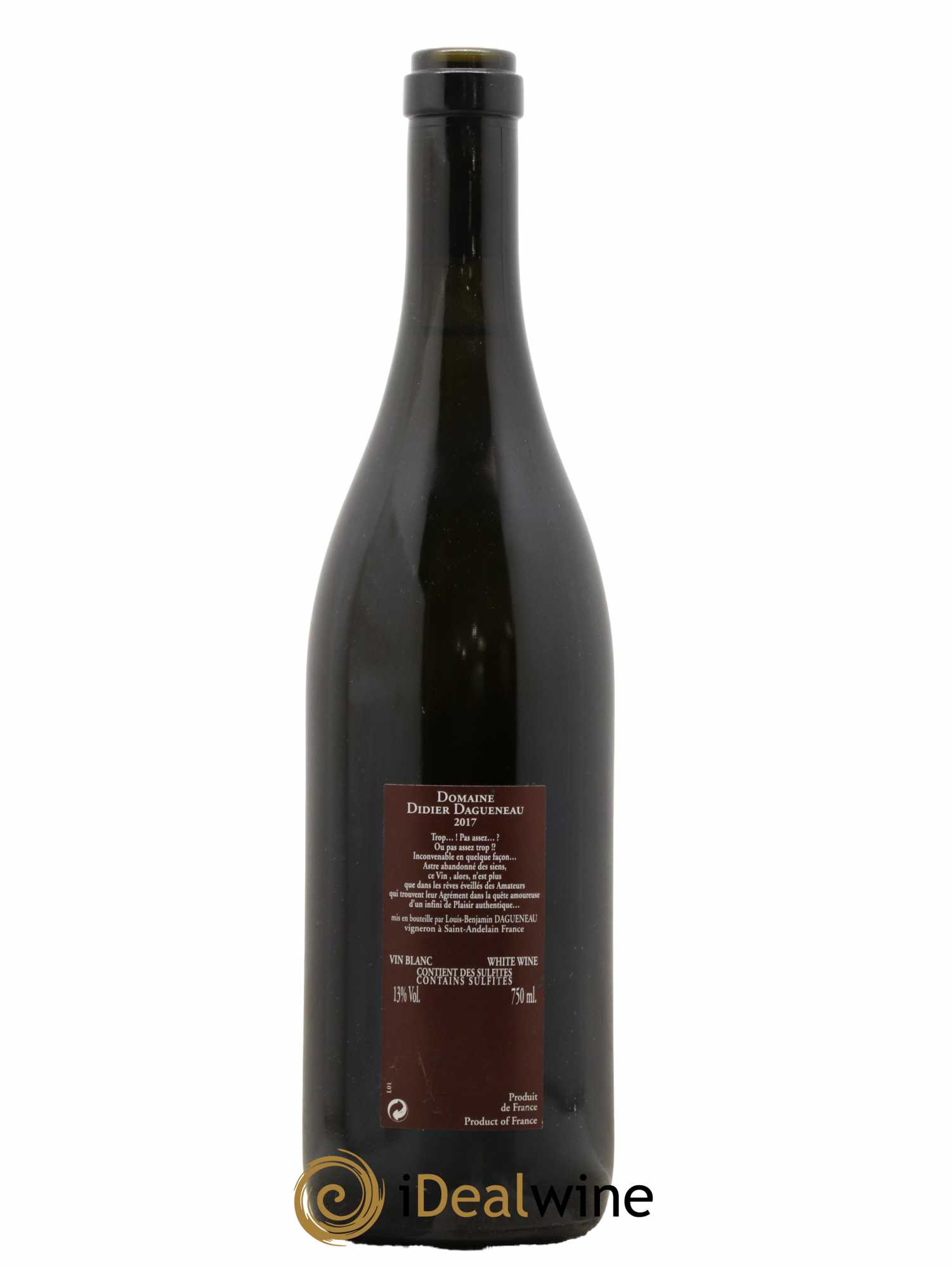 Vin de France (anciennement Pouilly-Fumé) Pur Sang Dagueneau (Domaine Didier - Louis-Benjamin) 2017 - Lot de 1 bouteille - 1
