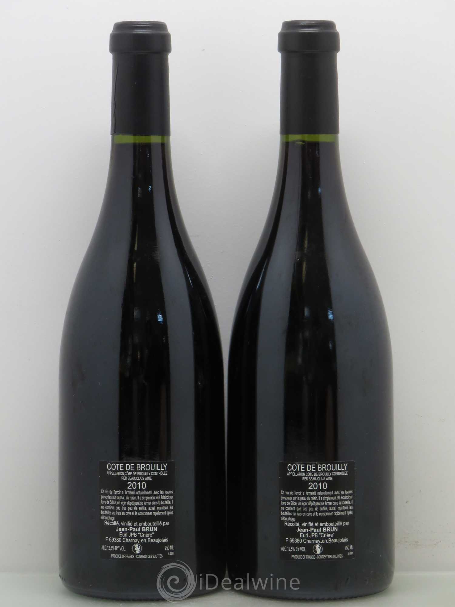 Côte de Brouilly Terres dorées - J-P. Brun (Domaine des) (sans prix de réserve) 2010 - Lot de 2 bouteilles - 1