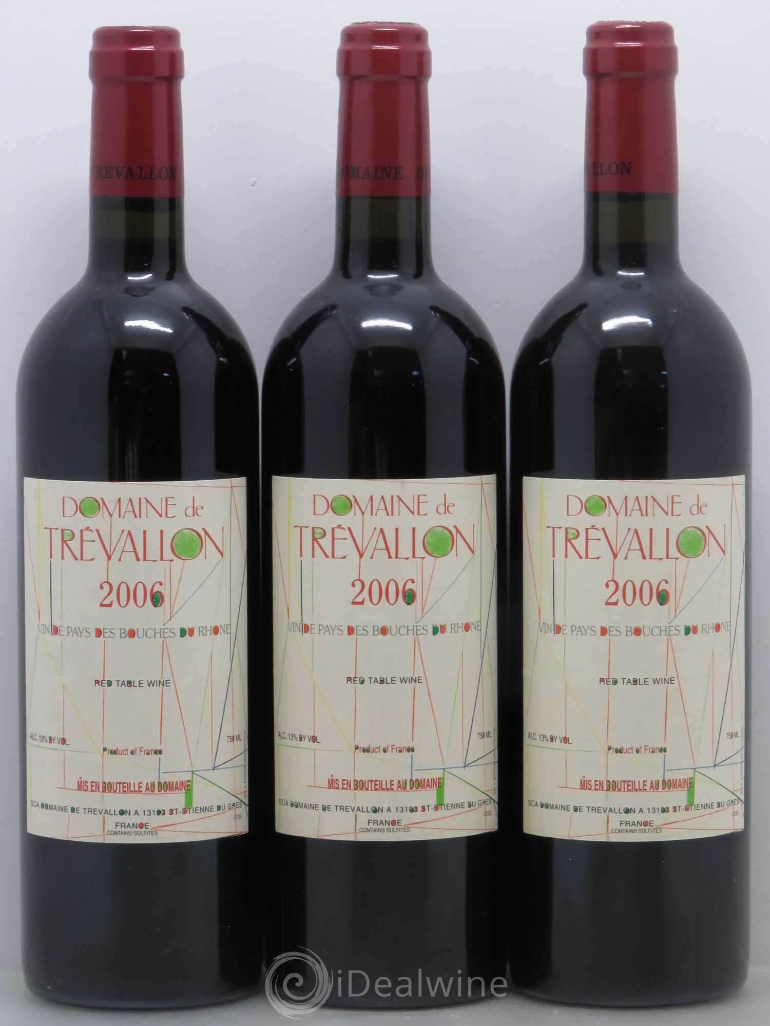 VDP Bouches du Rhône Trévallon (Domaine de) Eloi Dürrbach 2006 - Lot de 3 bouteilles - 0