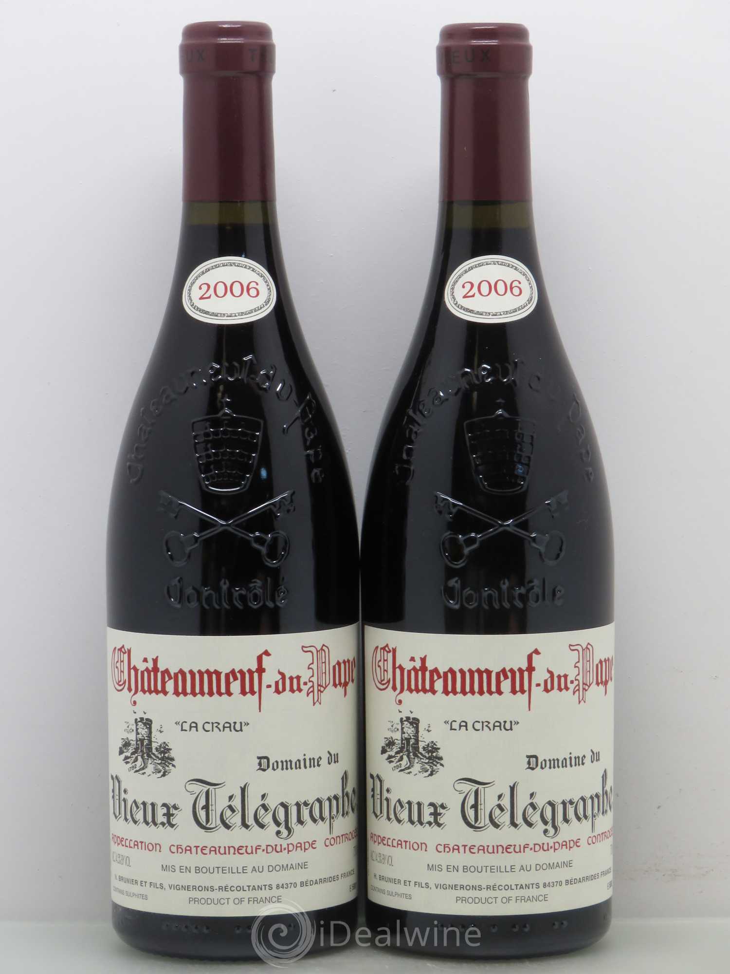 Châteauneuf-du-Pape Vieux Télégraphe (Domaine du) Vignobles Brunier 2006 - Lot de 2 bouteilles - 0