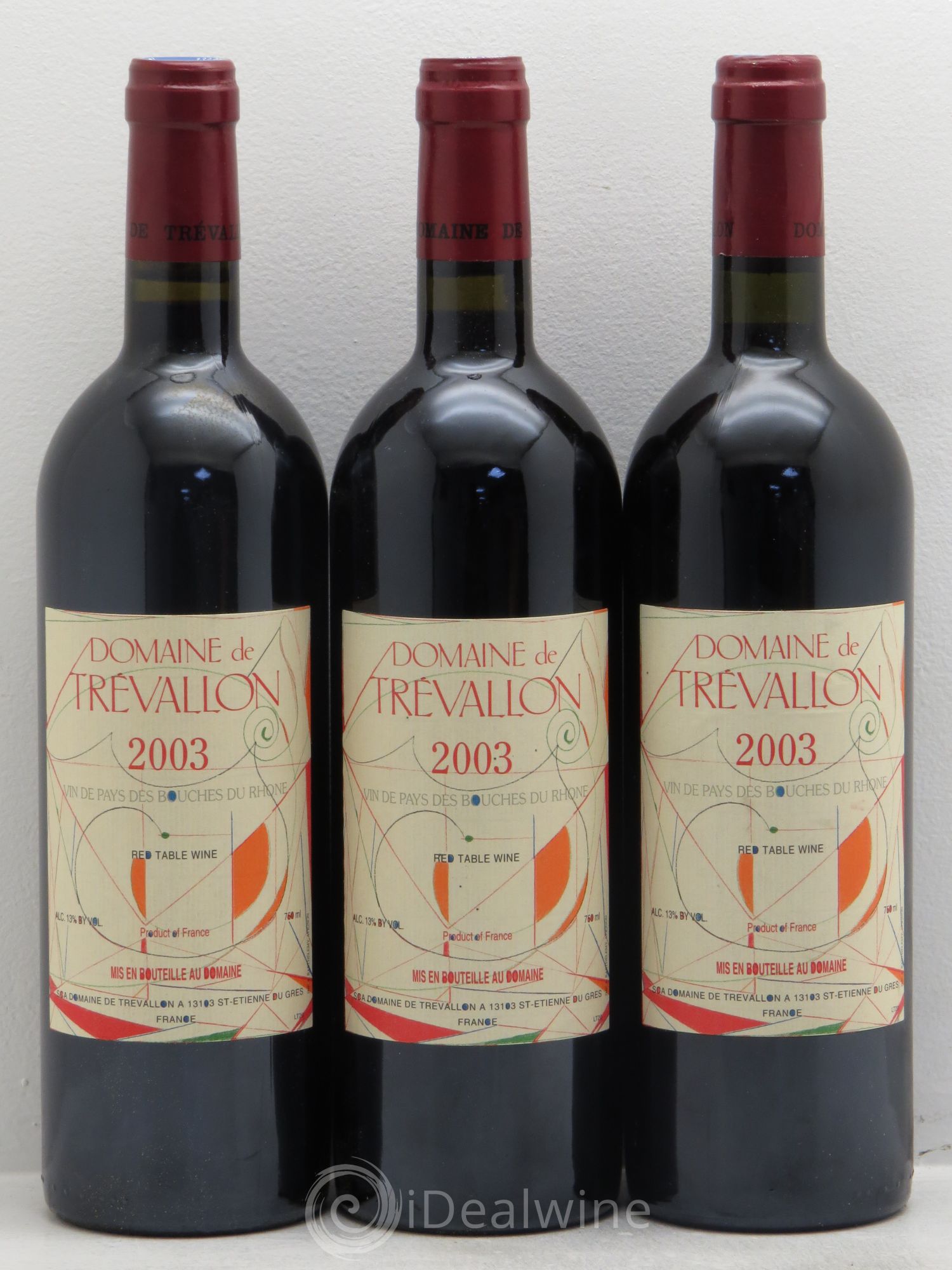 VDP Bouches du Rhône Trévallon (Domaine de) Eloi Dürrbach 2003 - Lot de 3 bouteilles - 0