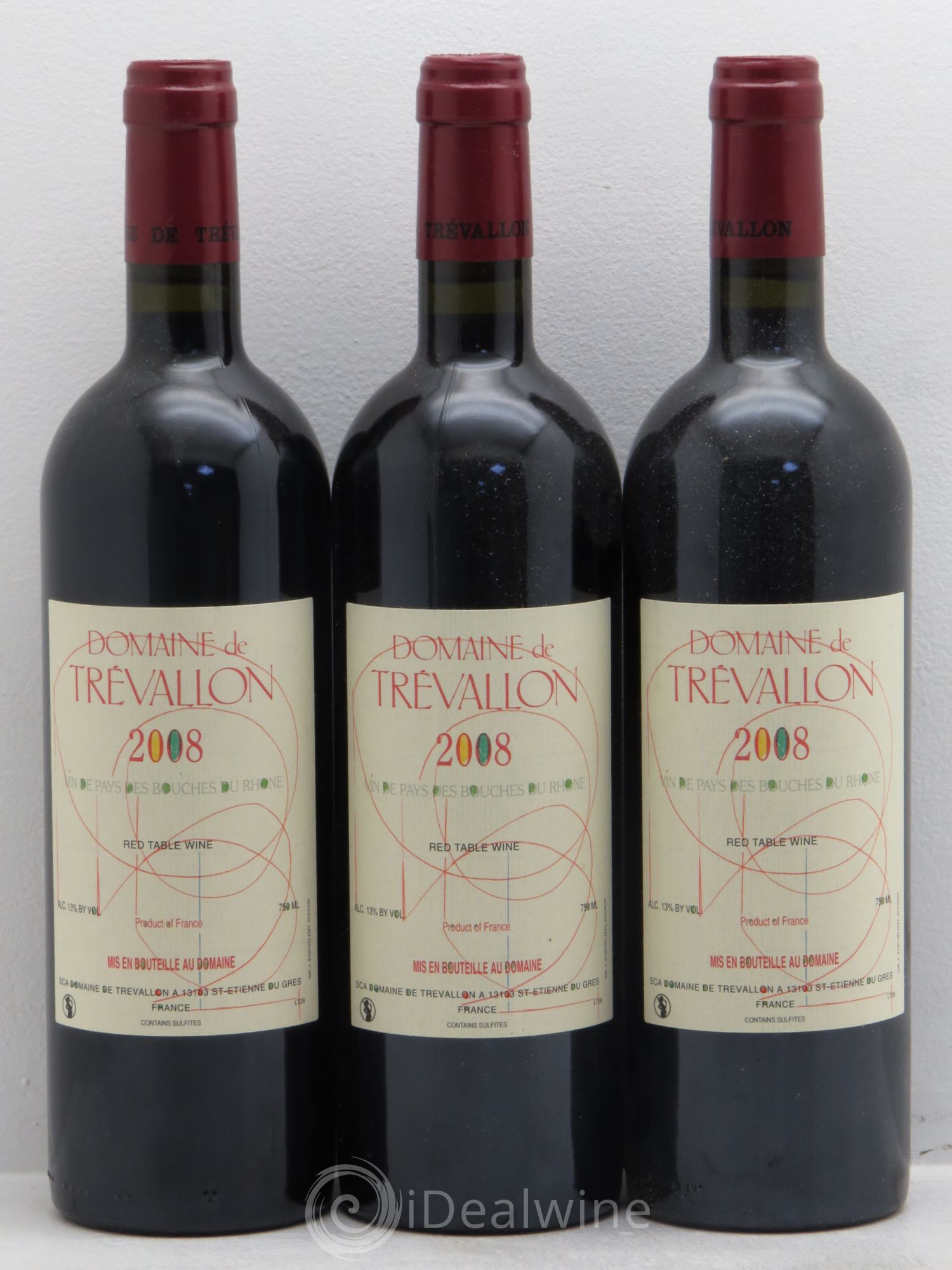 VDP Bouches du Rhône Trévallon (Domaine de) Eloi Dürrbach 2008 - Lot de 3 bouteilles - 0