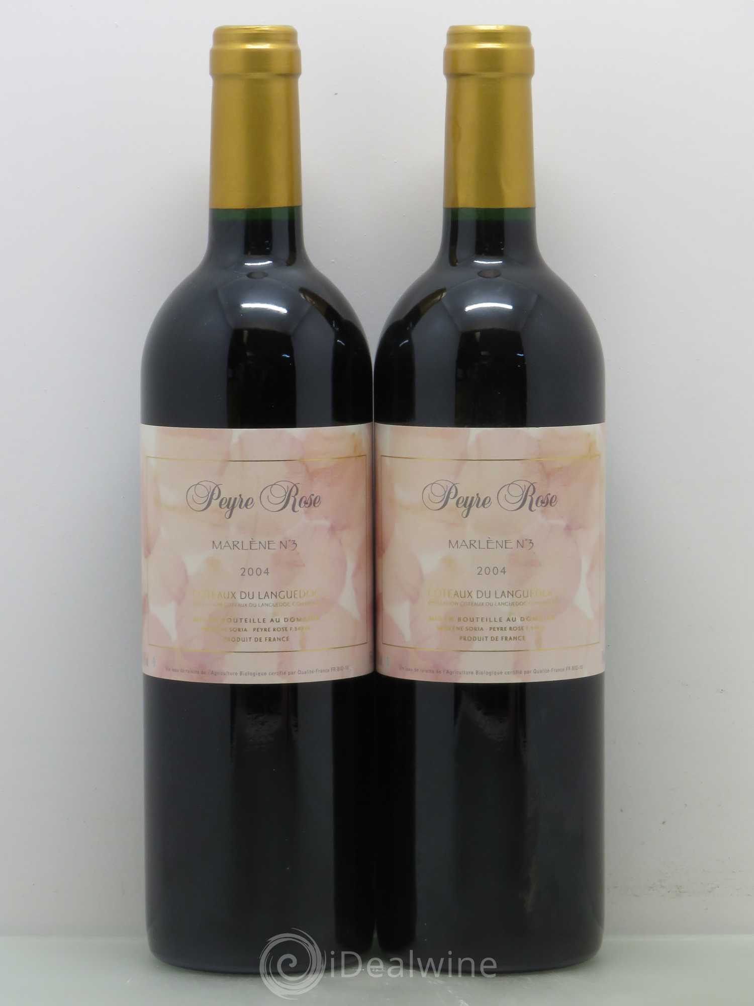 Vin de France (anciennement Coteaux du Languedoc) Peyre Rose Marlène n°3 Marlène Soria 2004 - Lot de 2 bouteilles - 0