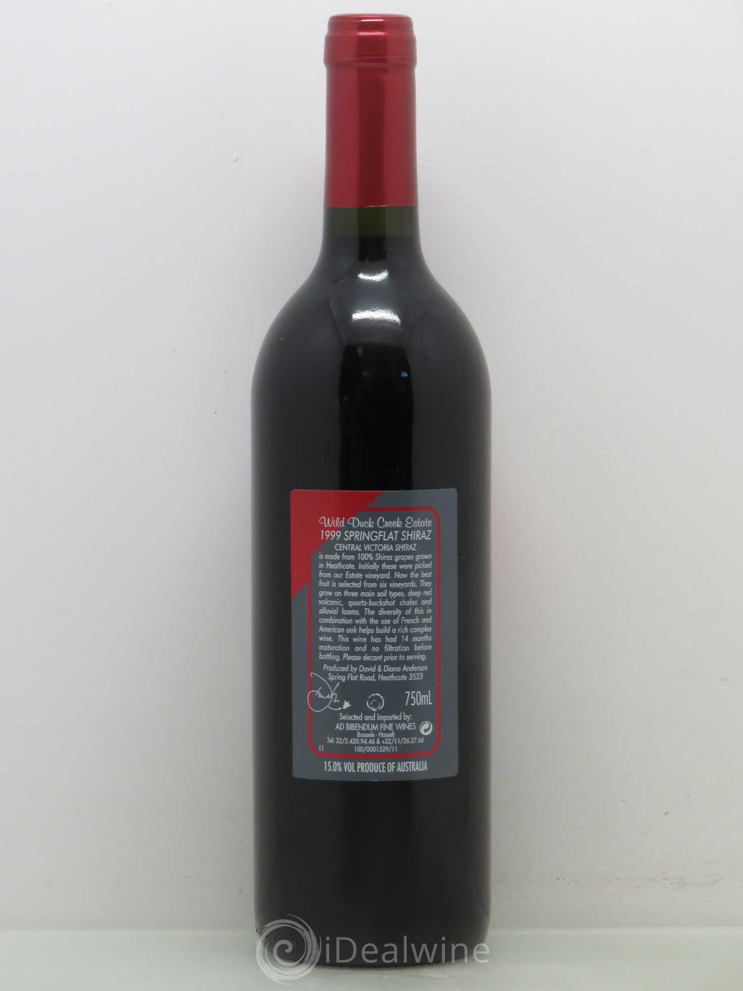 Australie Wild Duck Creek Heathcote Shiraz Springflat 1999 - Posten von 1 Flasche - 1