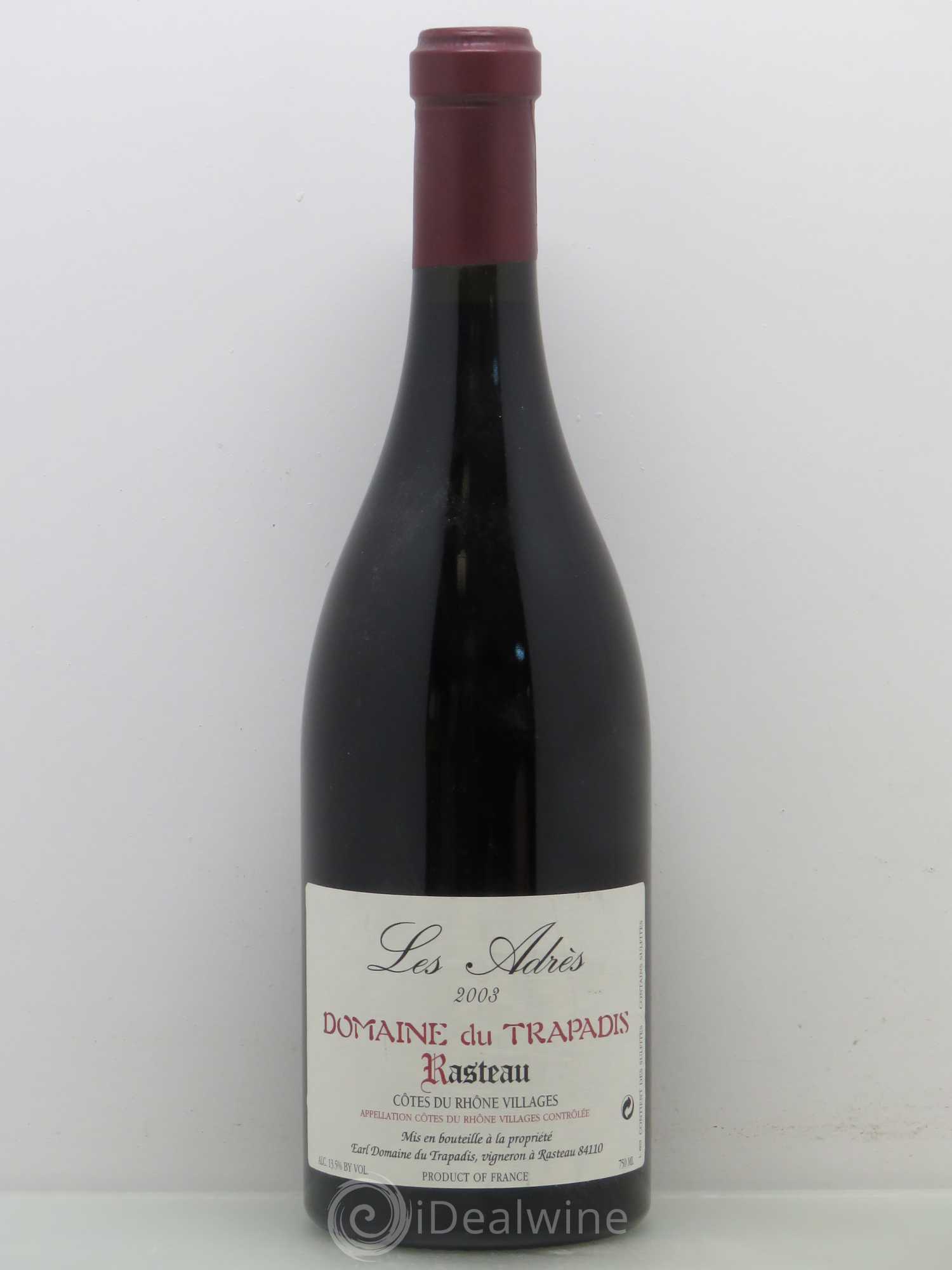 Rasteau Domaine du Trapadis Les Adrès 2003 - Lot de 1 bouteille - 0