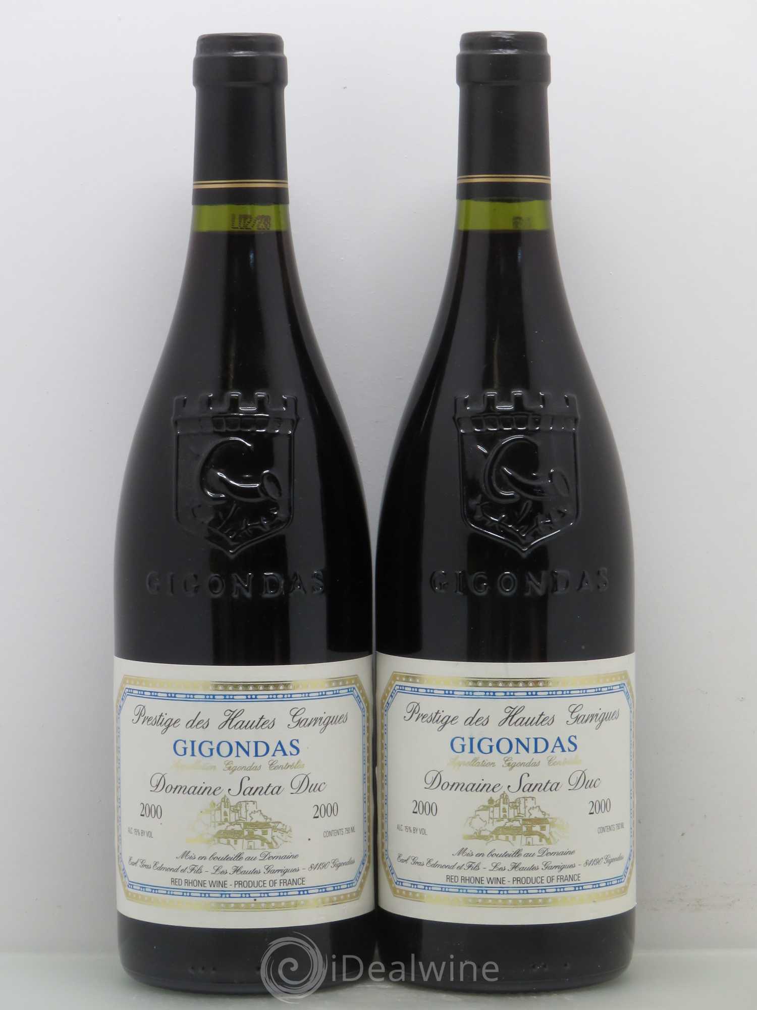 Gigondas Santa Duc (Domaine) Hautes Garrigues Famille Gras 2000 - Lot de 2 bouteilles - 0