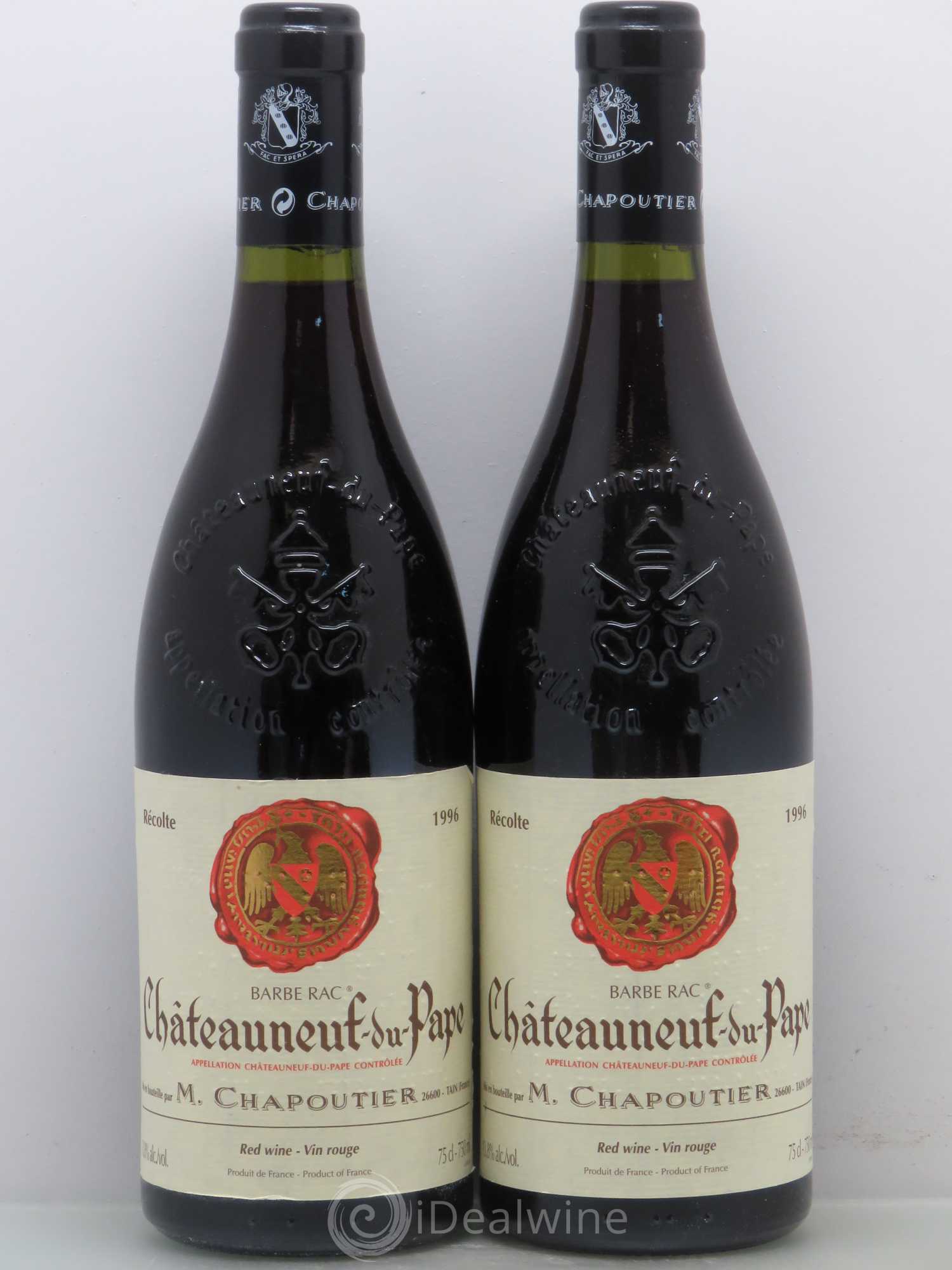 Châteauneuf-du-Pape Barbe Rac Chapoutier 1996 - Lot de 2 bouteilles - 0