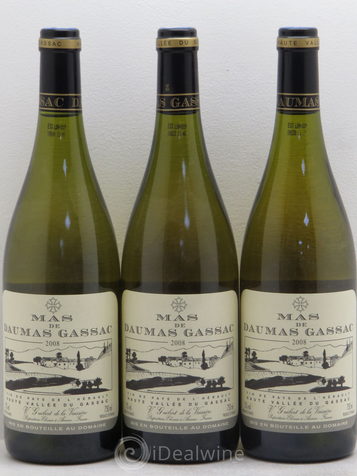 Saint-Guilhem-le-Désert - Cité d'Aniane Mas Daumas Gassac Famille Guibert de La Vaissière (sans prix de réserve) 2008 - Lot de 3 bouteilles - 0