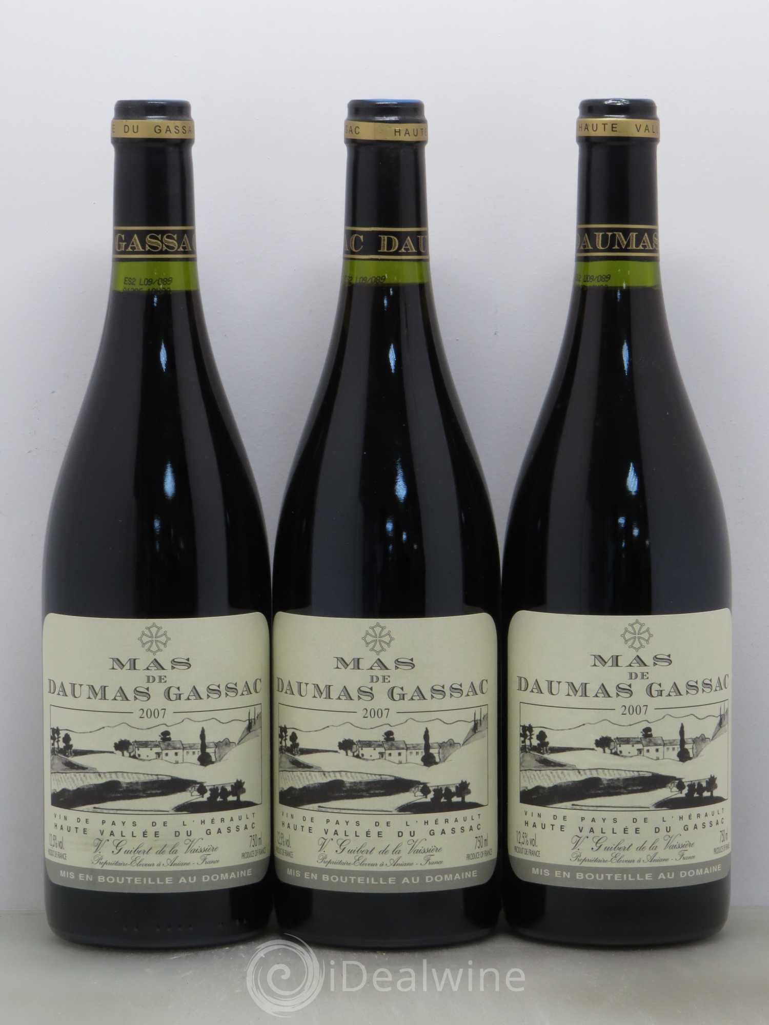 Saint-Guilhem-le-Désert - Cité d'Aniane Mas Daumas Gassac Famille Guibert de La Vaissière (sans prix de réserve) 2007 - Lot de 3 bouteilles - 0