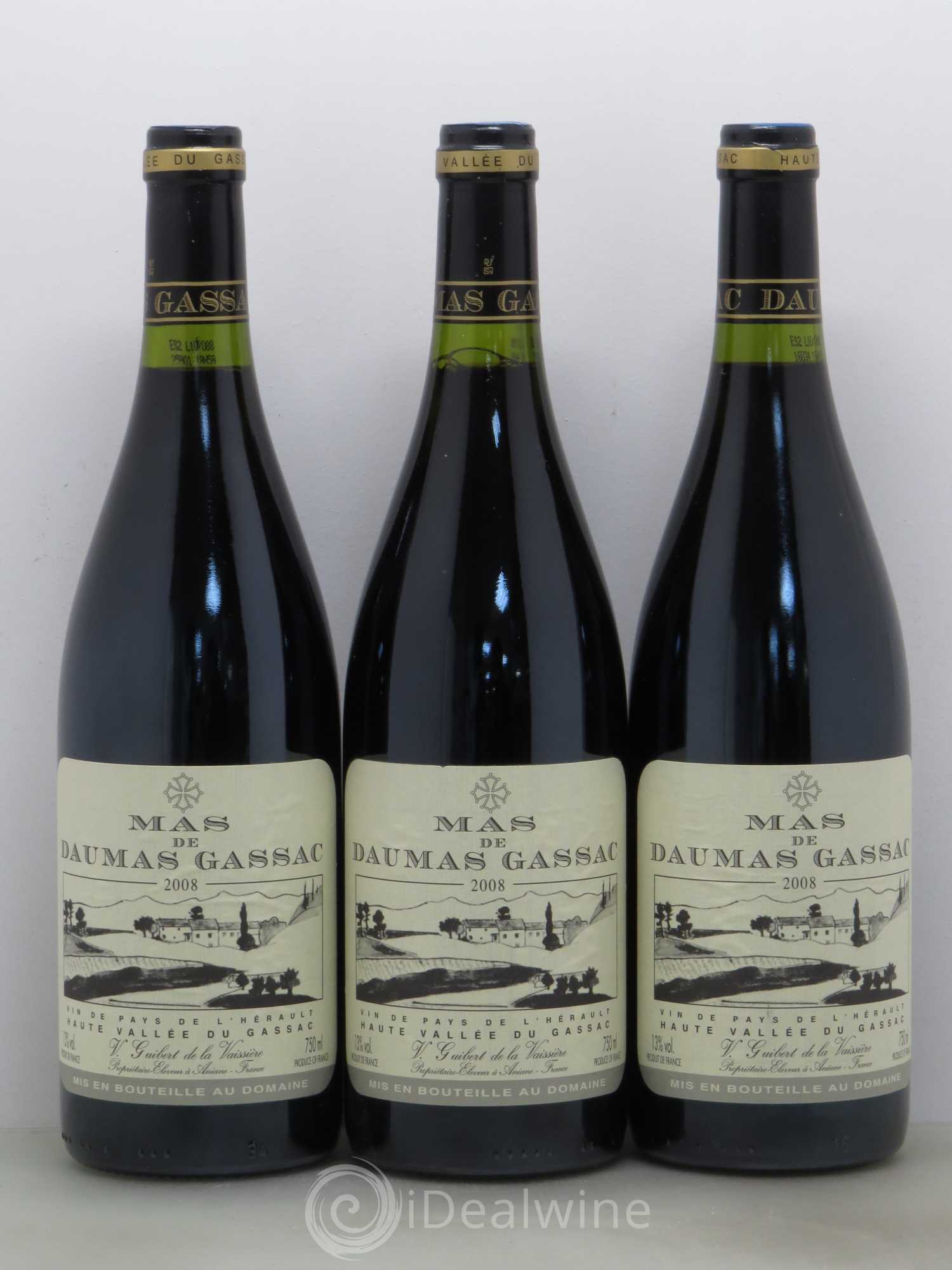 Saint-Guilhem-le-Désert - Cité d'Aniane Mas Daumas Gassac Famille Guibert de La Vaissière (sans prix de réserve) 2008 - Lot de 3 bouteilles - 0