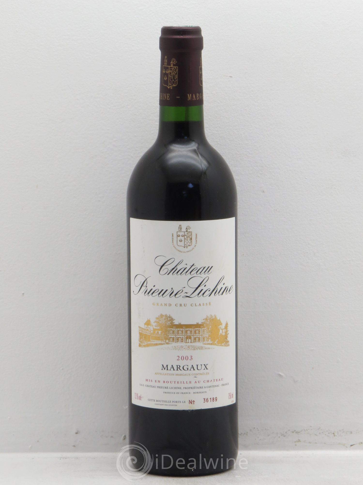 Château Prieuré Lichine 4ème Grand Cru Classé 2003 - Lot de 1 bouteille - 0