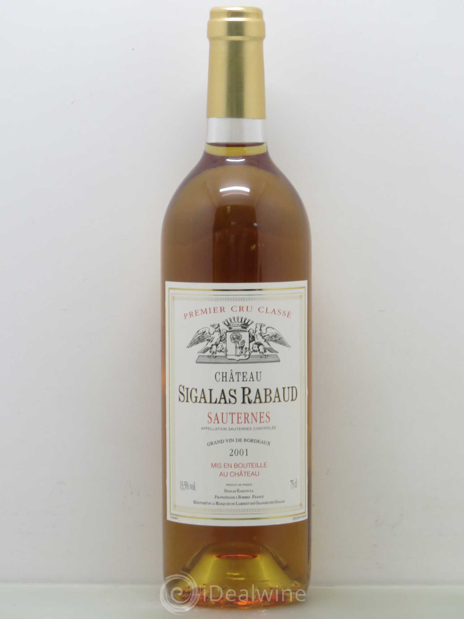 Château Sigalas Rabaud 1er Grand Cru Classé 2001 - Lot de 1 bouteille - 0