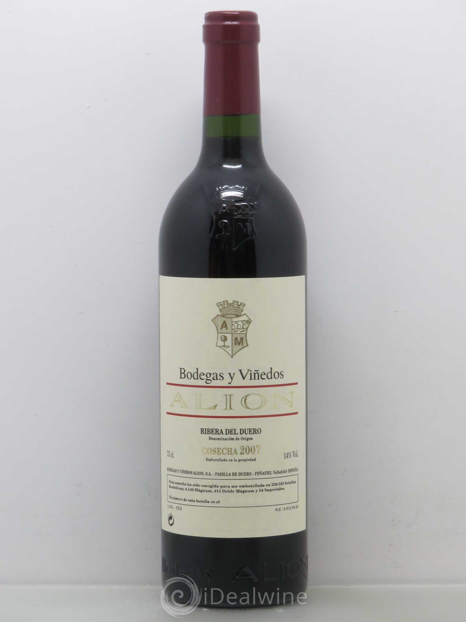 Ribera Del Duero DO Vega Sicilia Alion Famille Alvarez 2007 - Lot de 1 bouteille - 0