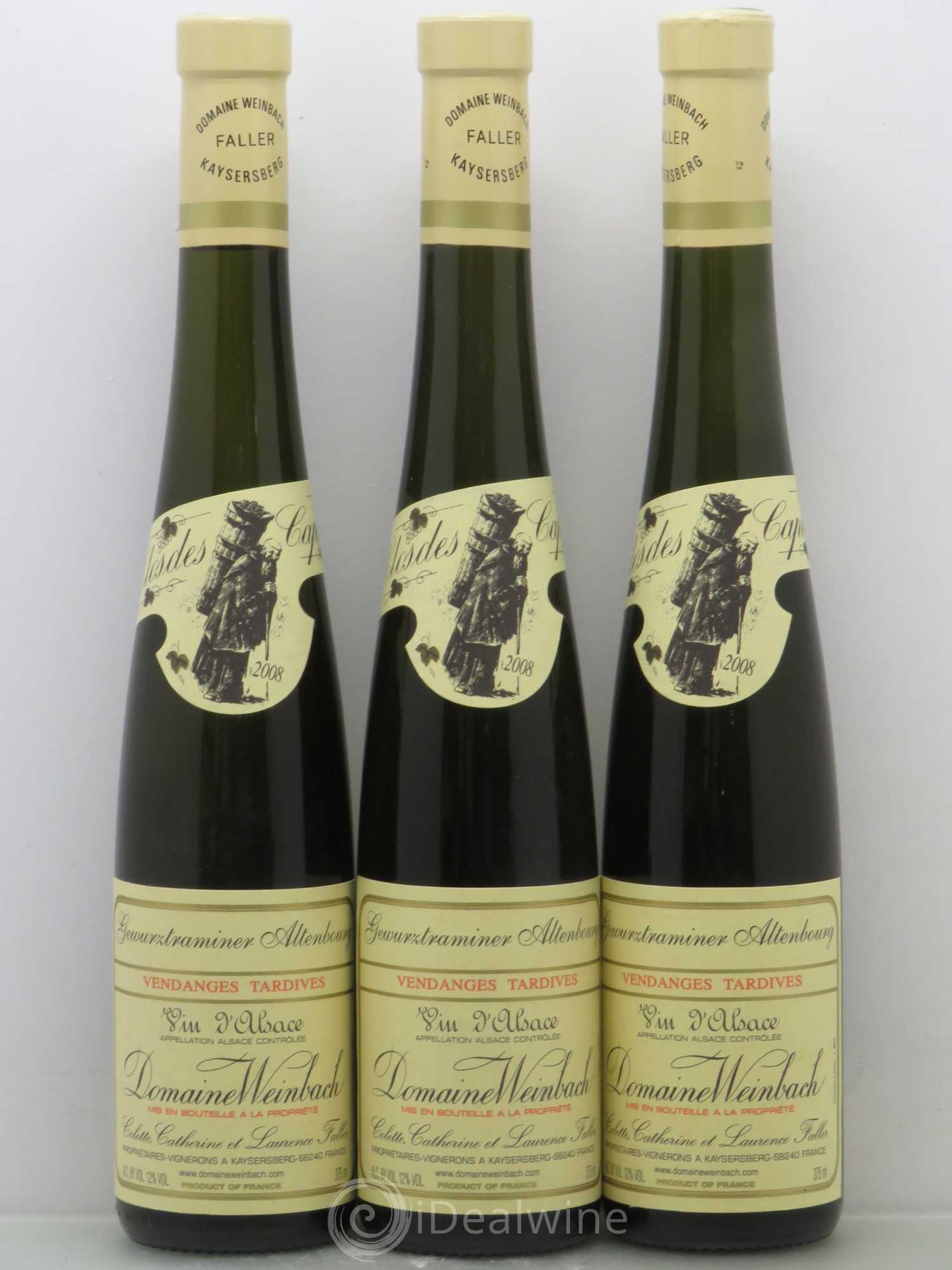 Alsace Gewurztraminer Altenbourg Weinbach (Domaine) Vendanges Tardives 2008 - Lot de 3 demi bouteilles - 0