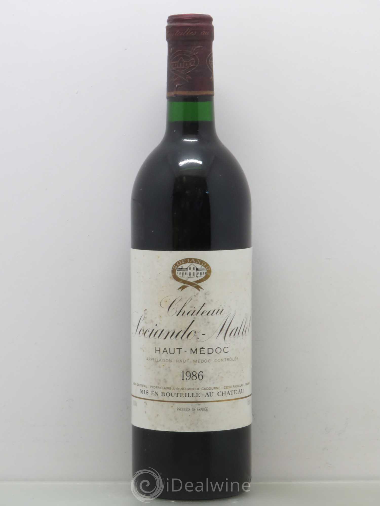Château Sociando Mallet 1986 - Lot de 1 bouteille - 0