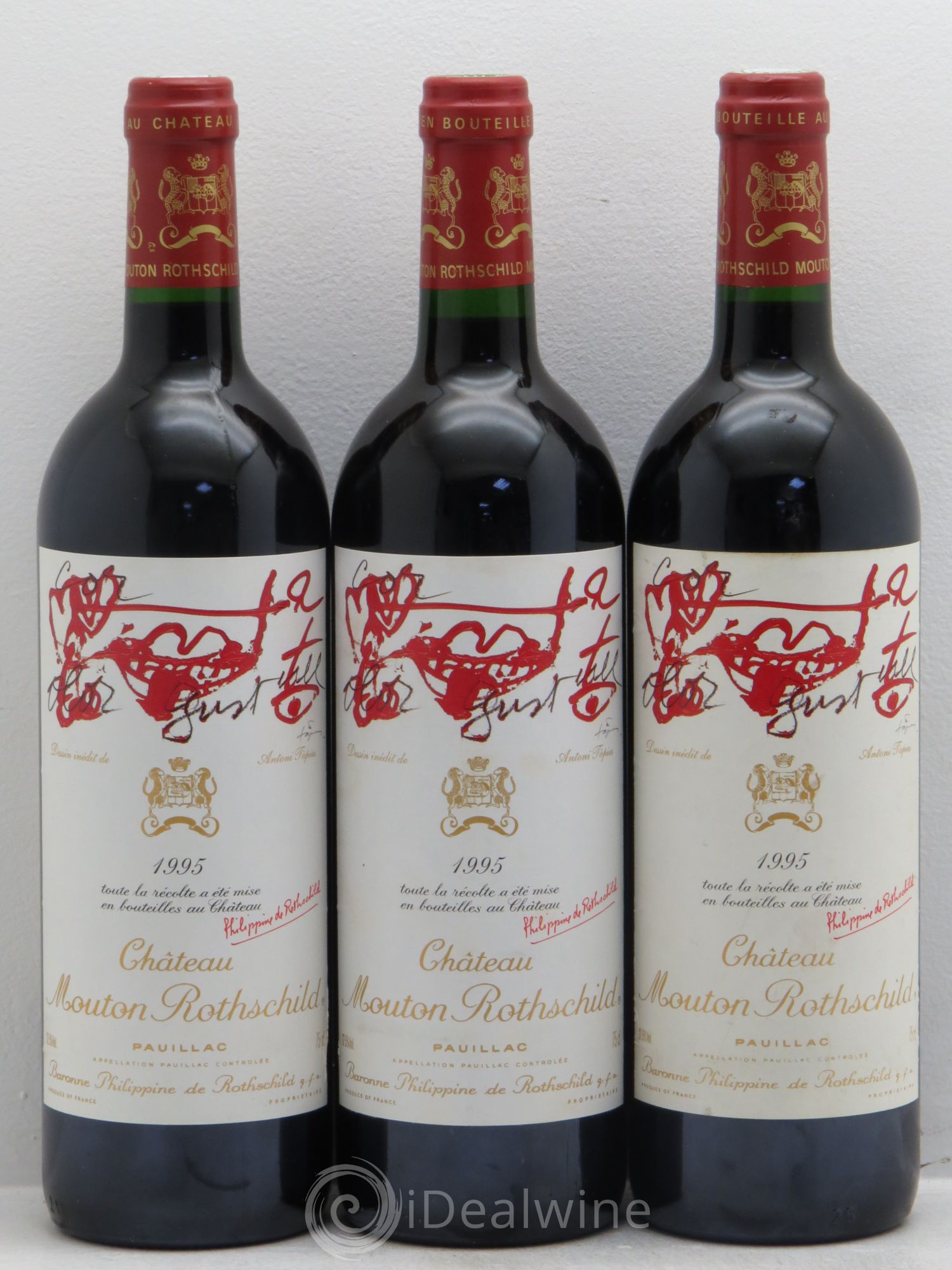 Château Mouton Rothschild 1er Grand Cru Classé 1995 - Lot de 3 bouteilles - 0