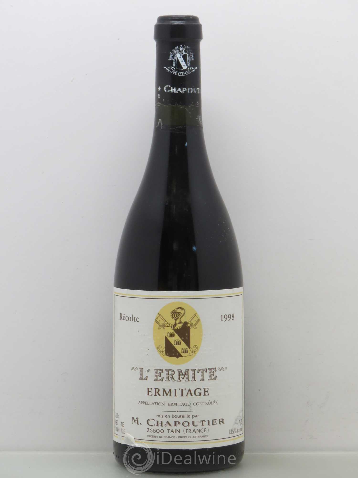 Hermitage Ermitage l'Ermite Chapoutier 1998 - Lot de 1 bouteille - 0