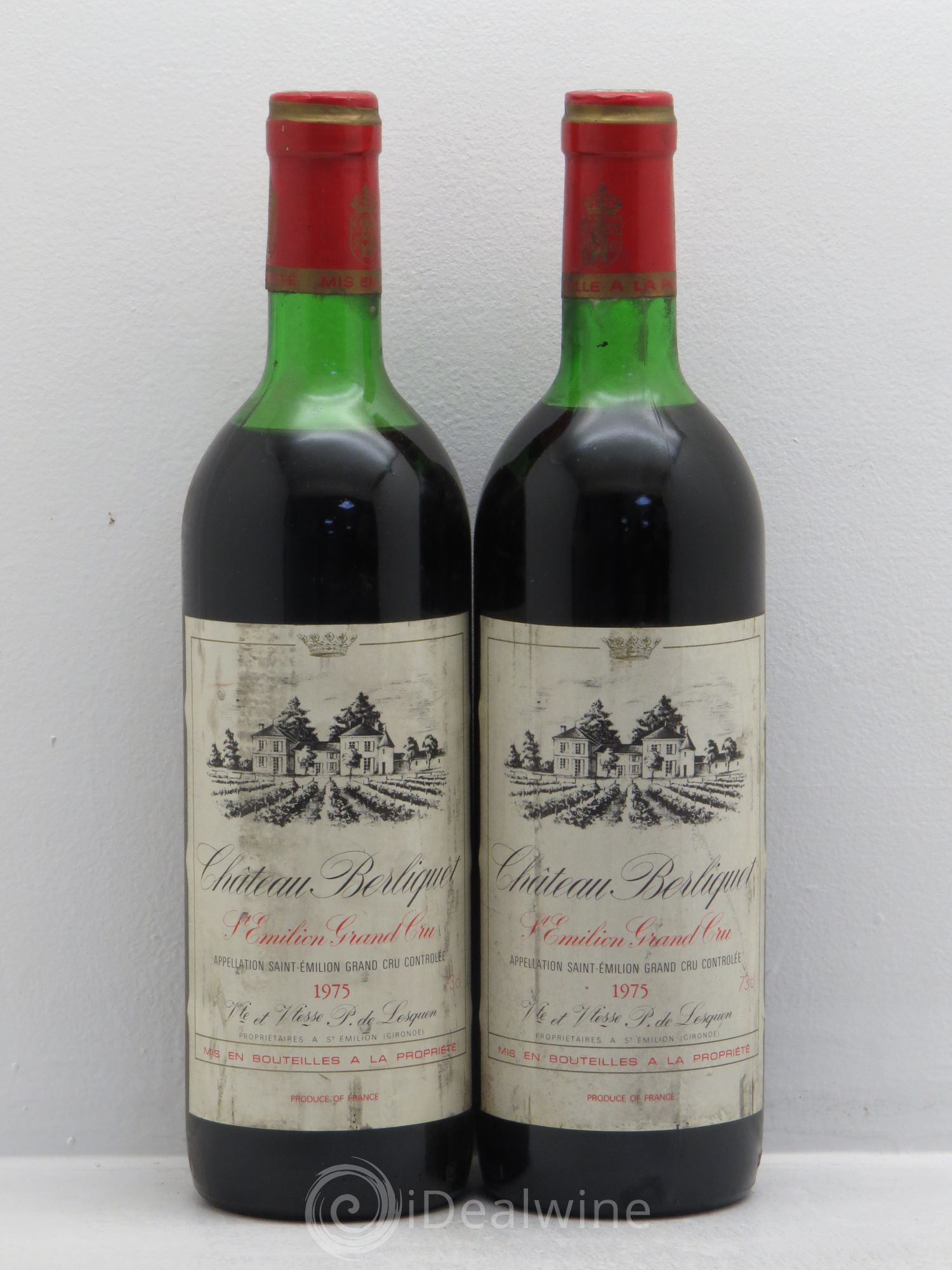 Château Berliquet Grand Cru Classé 1975 - Lot de 2 bouteilles - 0