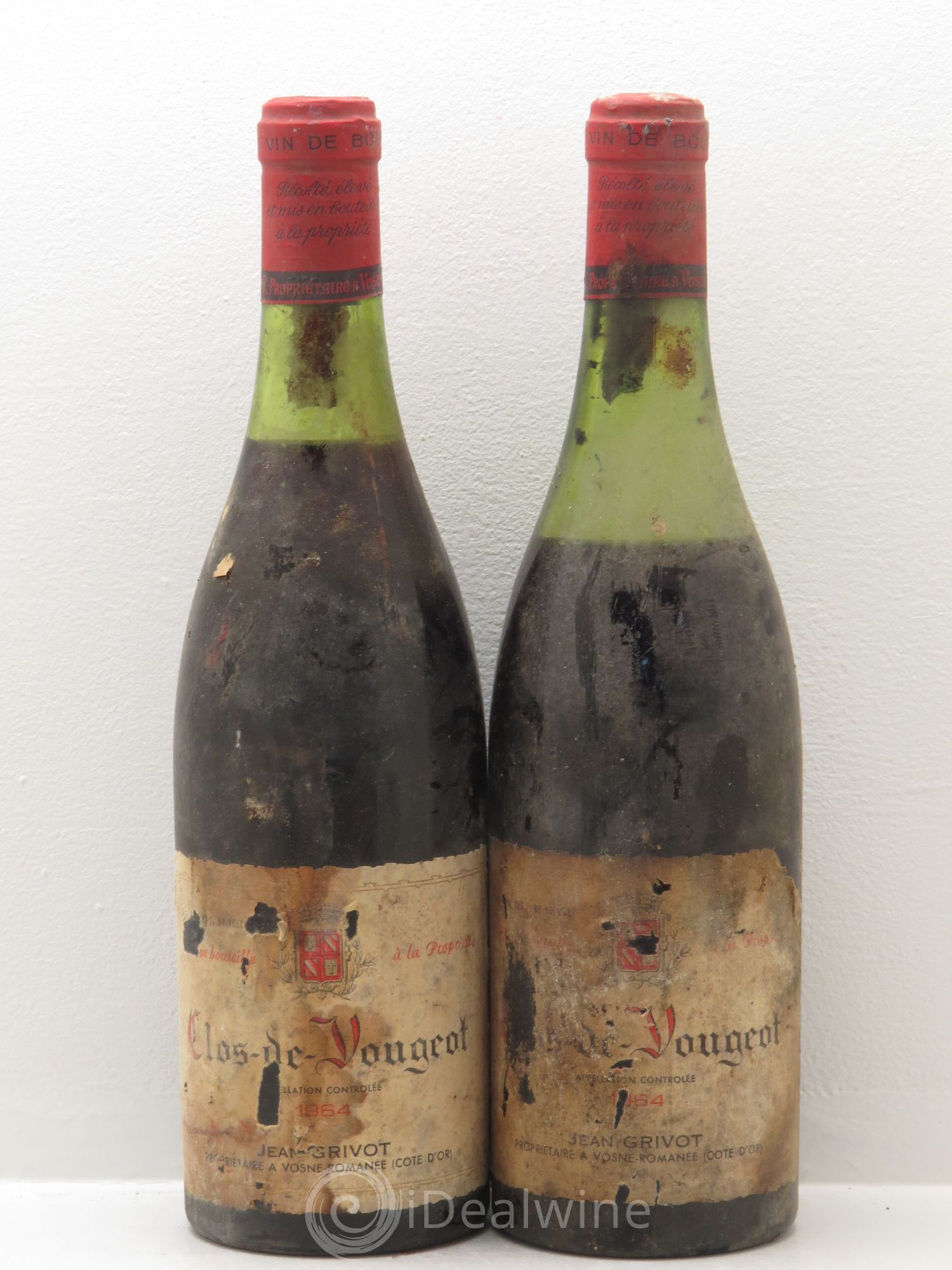 Clos de Vougeot Grand Cru Jean Grivot 1964 - Lot de 2 bouteilles - 0