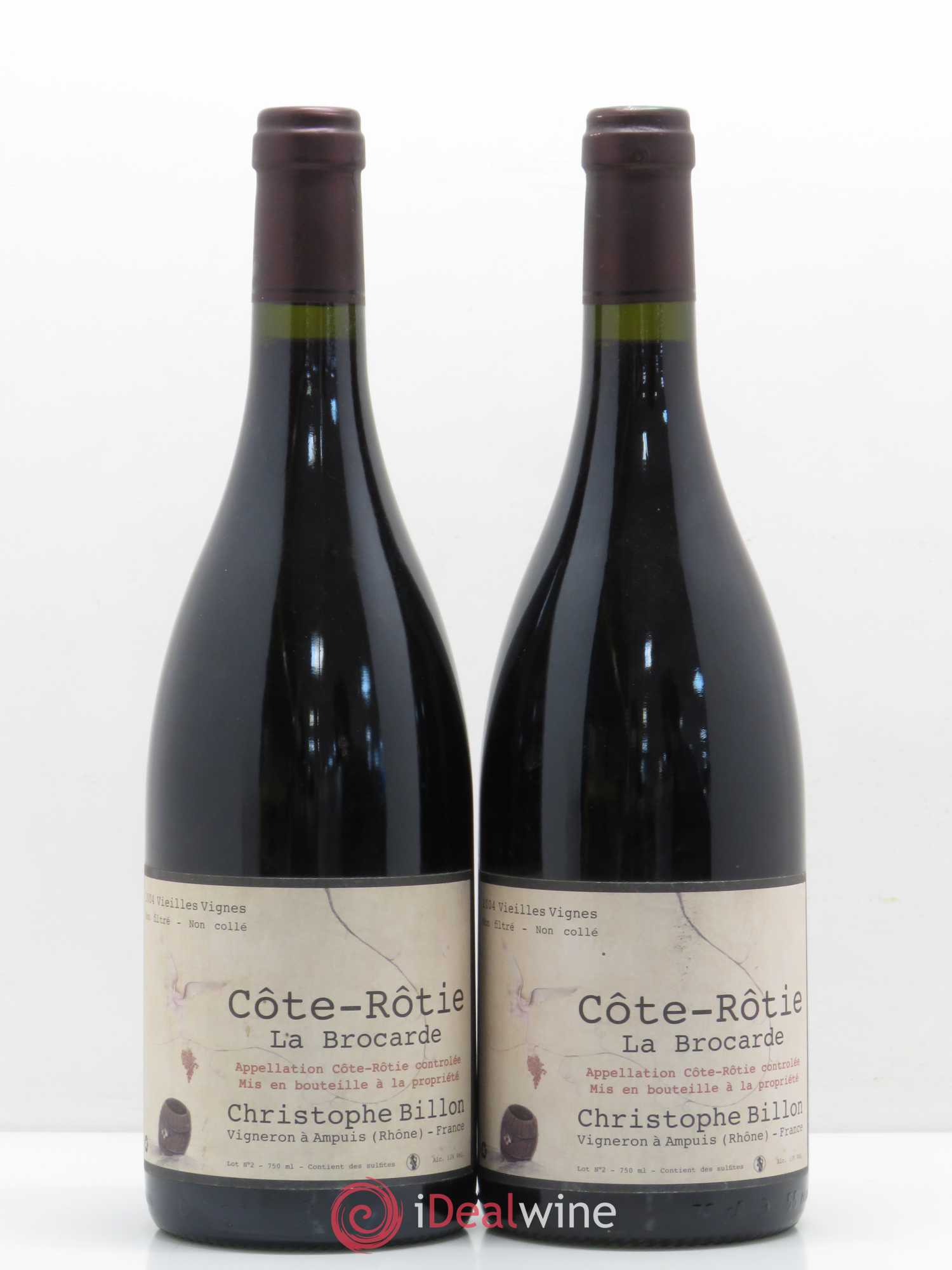Côte-Rôtie La Brocarde Vieilles Vignes Domaine Christophe Billon 2004 - Posten von 2 Flaschen - 0