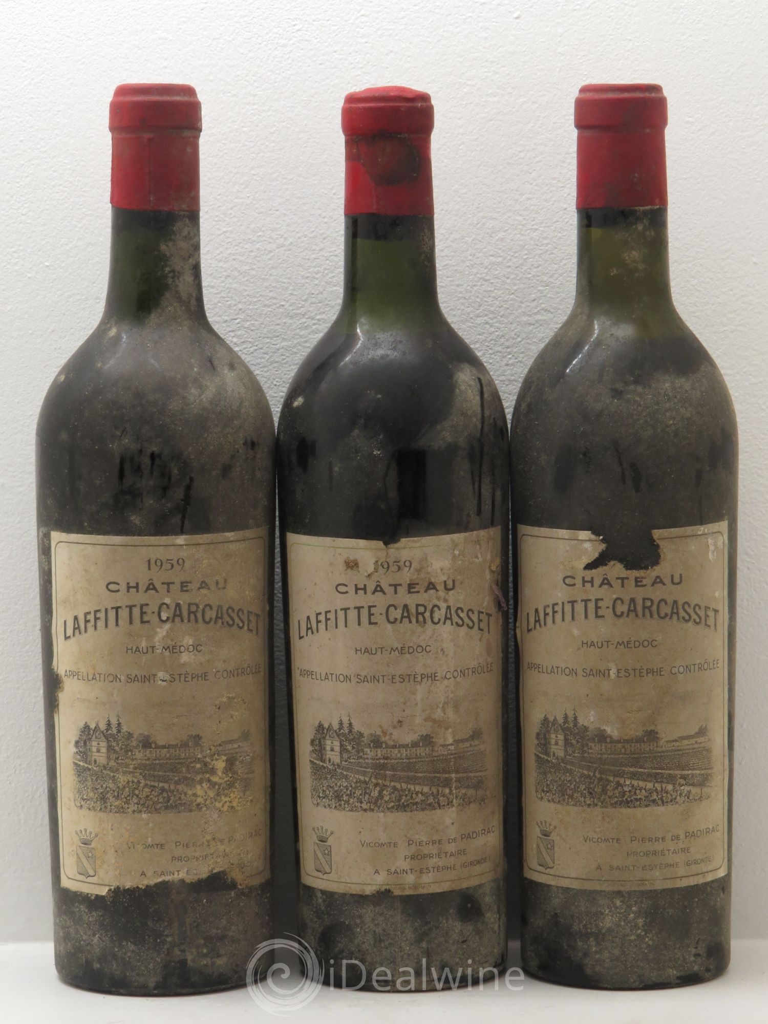 Château Laffitte Carcasset Cru Bourgeois 1959 - Lot de 3 bouteilles - 0