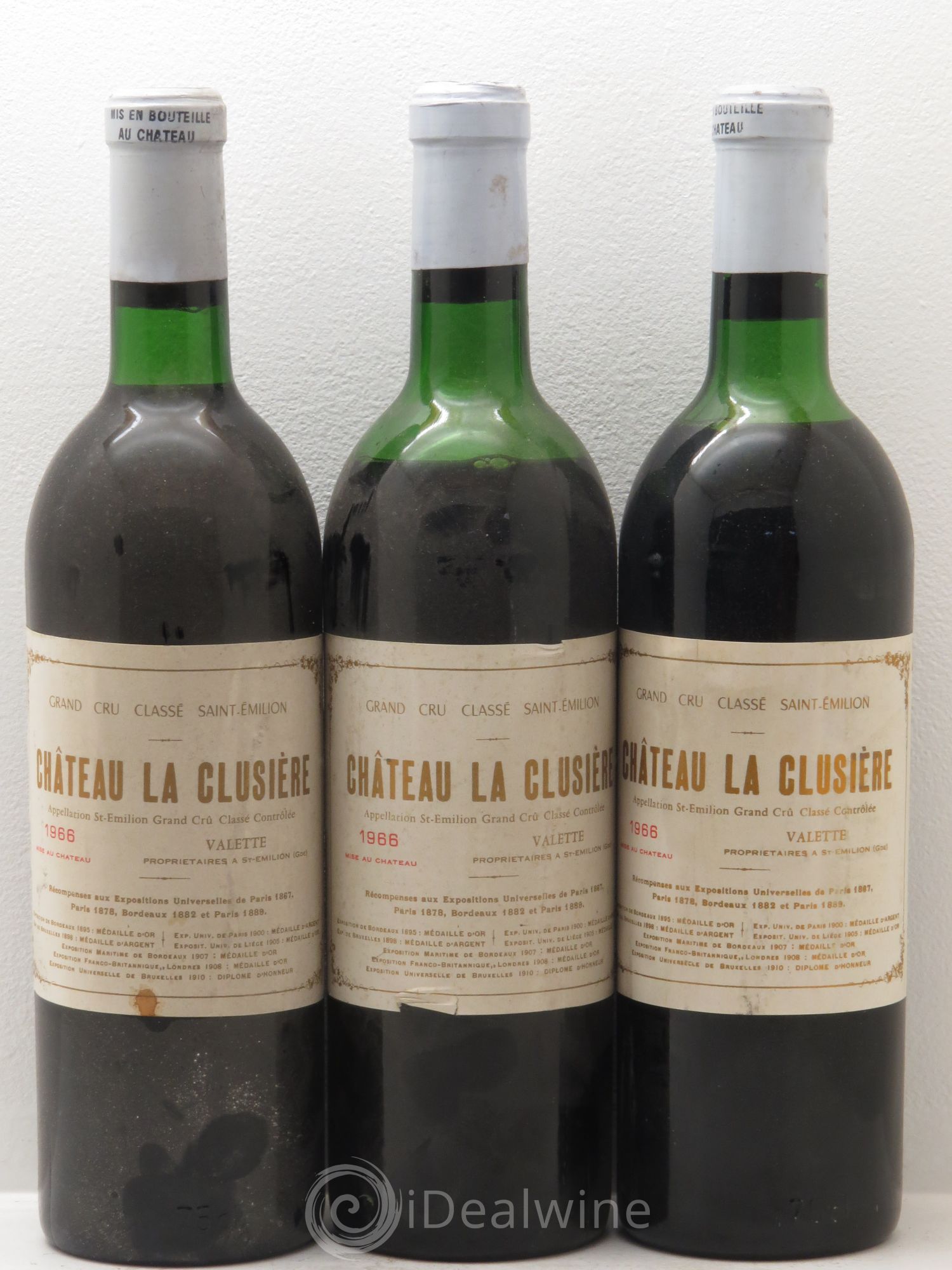 Château la Clusière 1966 - Lot de 3 bouteilles - 0