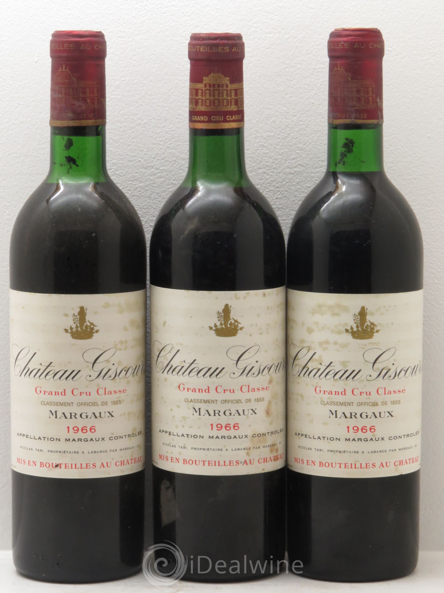 Château Giscours 3ème Grand Cru Classé 1966 - Lot de 3 bouteilles - 0