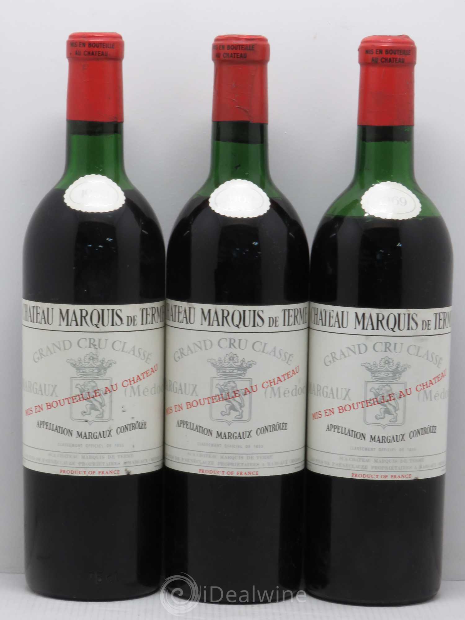 Château Marquis de Terme 4ème Grand Cru Classé (sans prix de réserve) 1969 - Lot de 5 bouteilles - 1