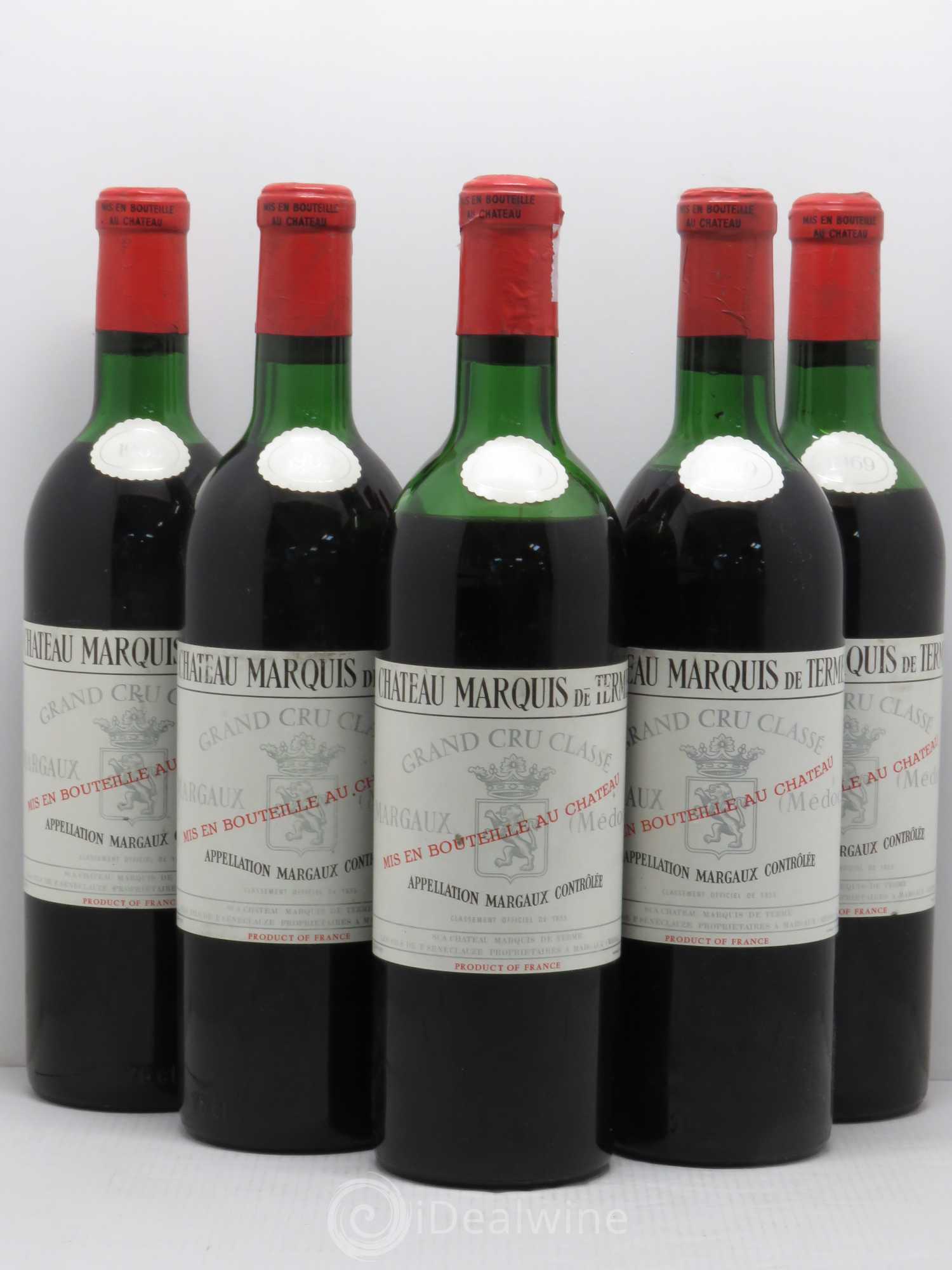 Château Marquis de Terme 4ème Grand Cru Classé (sans prix de réserve) 1969 - Lot de 5 bouteilles - 0