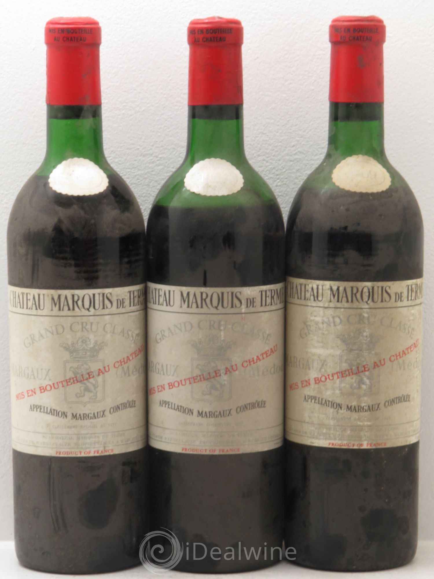 Château Marquis de Terme 4ème Grand Cru Classé 1969 - Lot de 3 bouteilles - 0