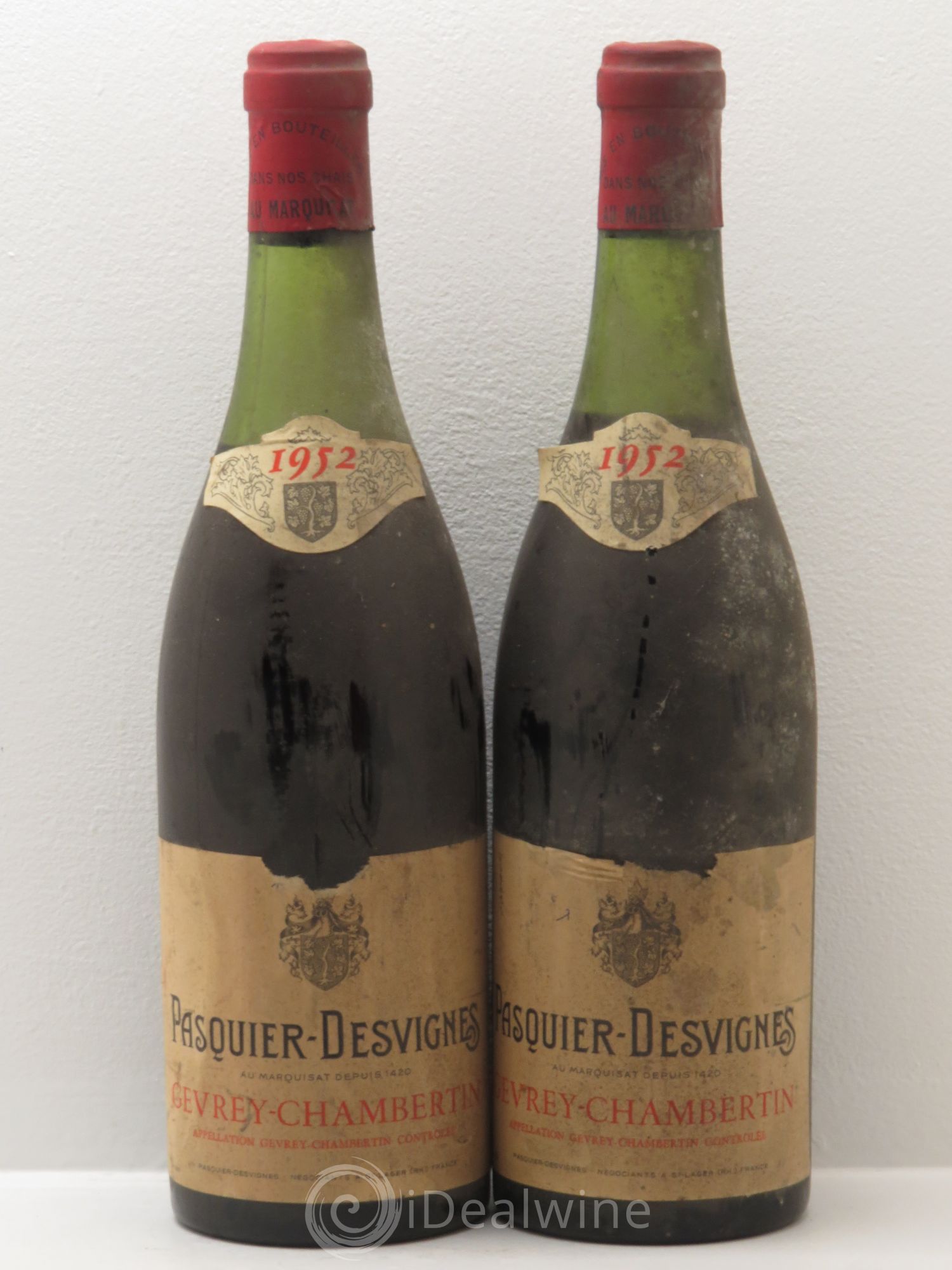 Gevrey-Chambertin Pasquier des vignes mise négoce 1952 - Posten von 2 Flaschen - 0